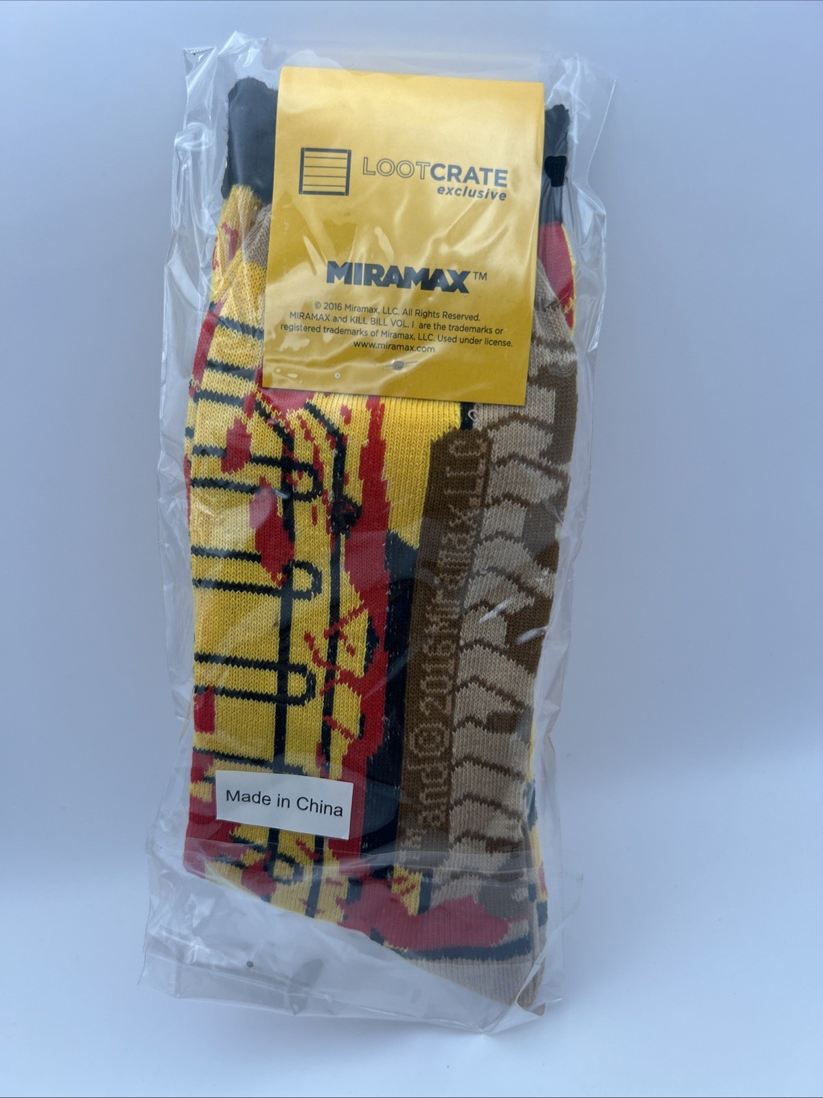 Kill Bill Vol. 1 Socks Loot Crate Exclusive Yellow Blood Splatter New Fortnite