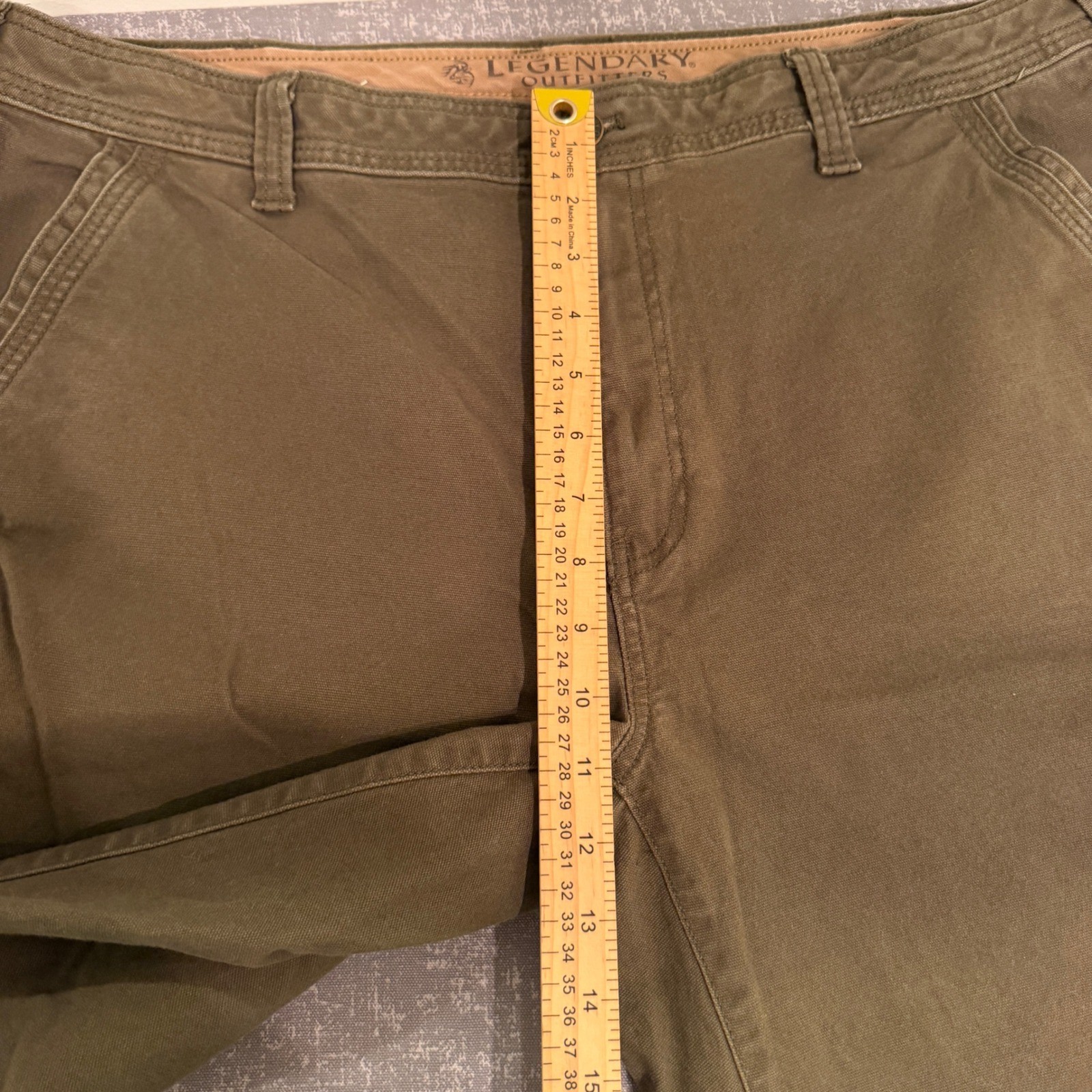 Legendary Outfitters Mens Olive Green Canvas Work Pants 38×29 Straight Leg