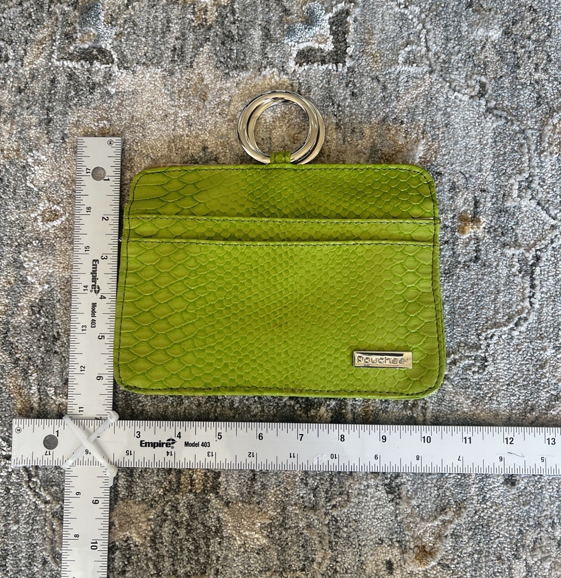 Pouchee The Ultimate Handbag Insert Chartreuse Green Snake Multi Pocket Clutch