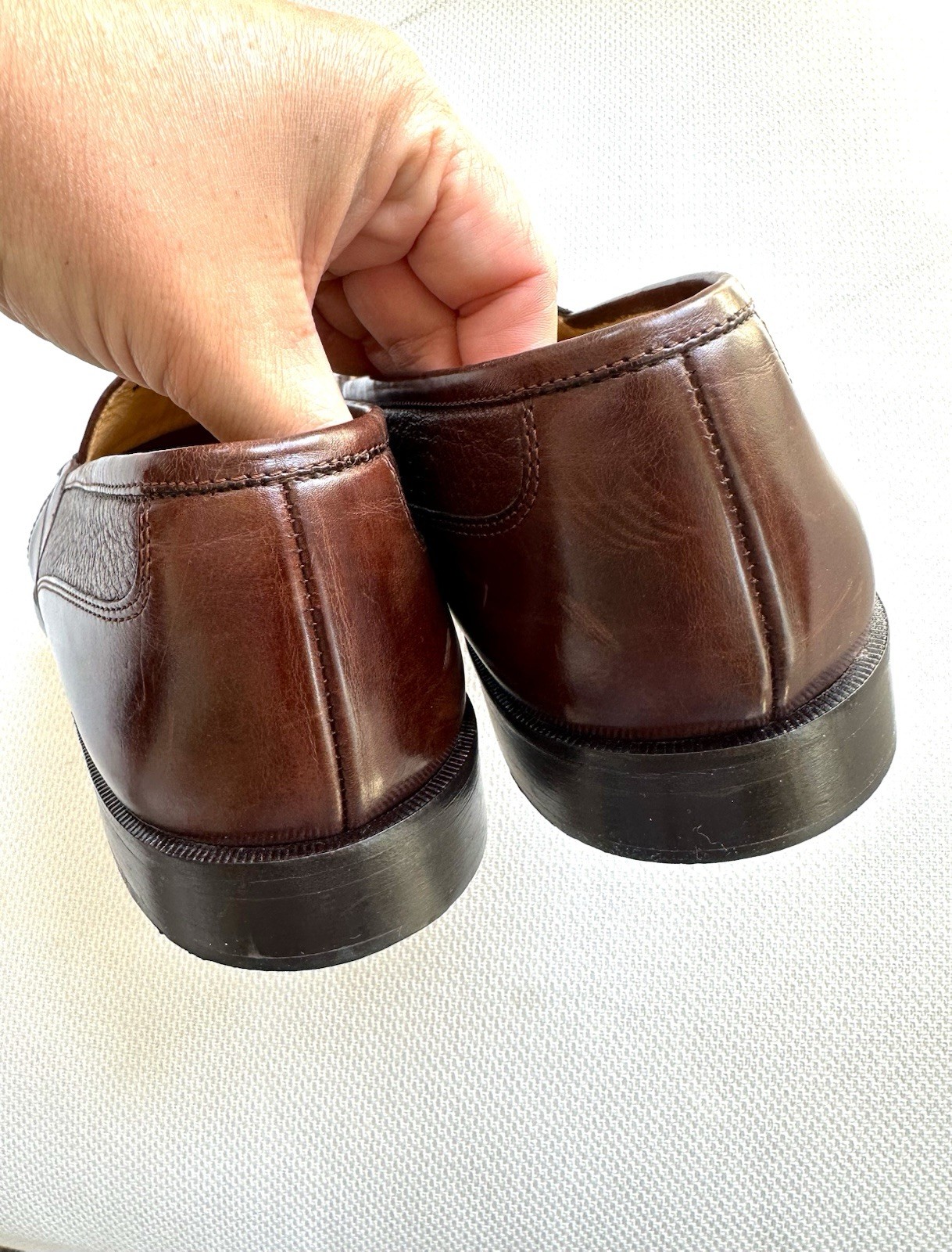 Johnston Murphy Leather Deerskin Cellini Men’s 10 M Brown Genuine Tassel Loafers