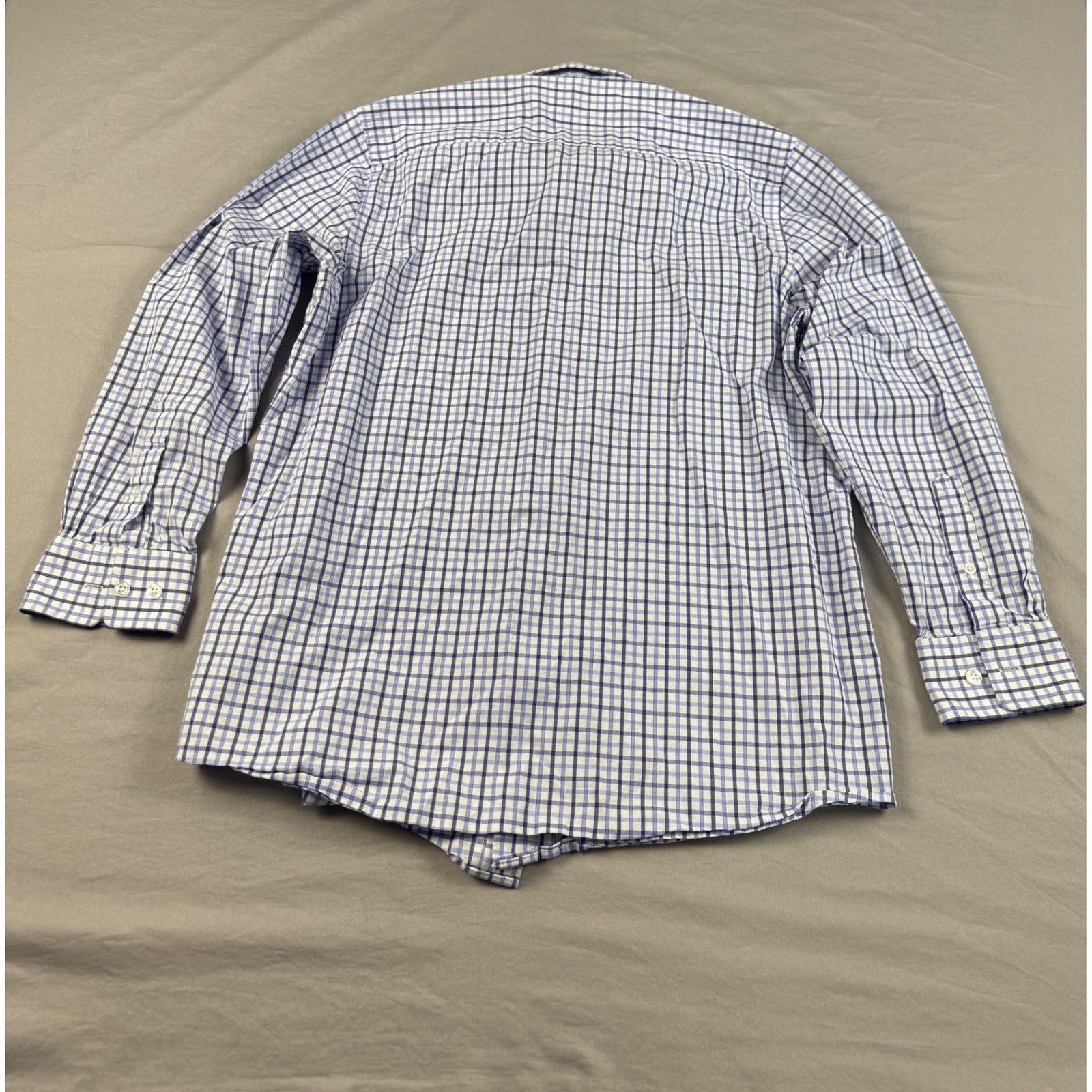 Haggar Mens Classic Fit Blue White Check Button Down Shirt 15-15.5 32/33 WPL386