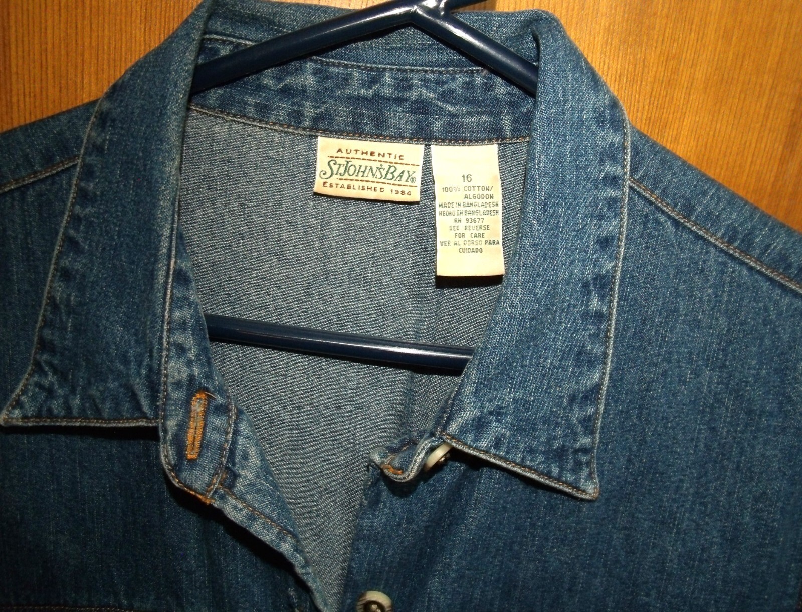 Vintage womens Stone Washed blue denim Button up Dress, Size 16