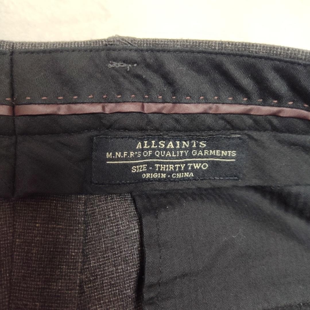 AllSaints Pants Mens 32×29 Gray Tweed Slim Lined Dress Button Fly Formal Slacks