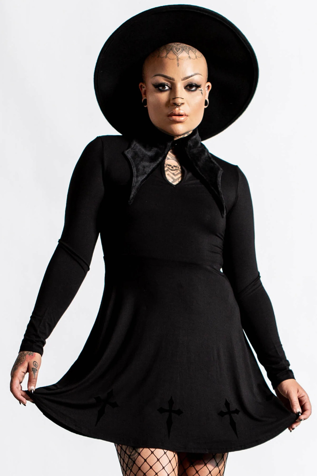 Killstar Elissabat Not Available Dress Womens High Neck Long Sleeve Goth