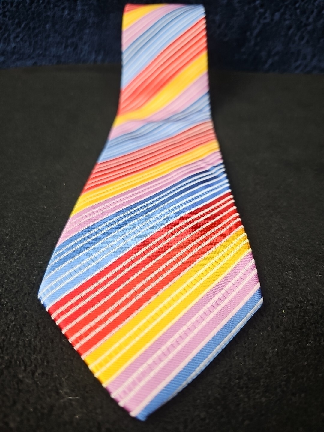 Weishang Silk Tie Woven RAINBOW Striped 58″ X 3.125″ EUC