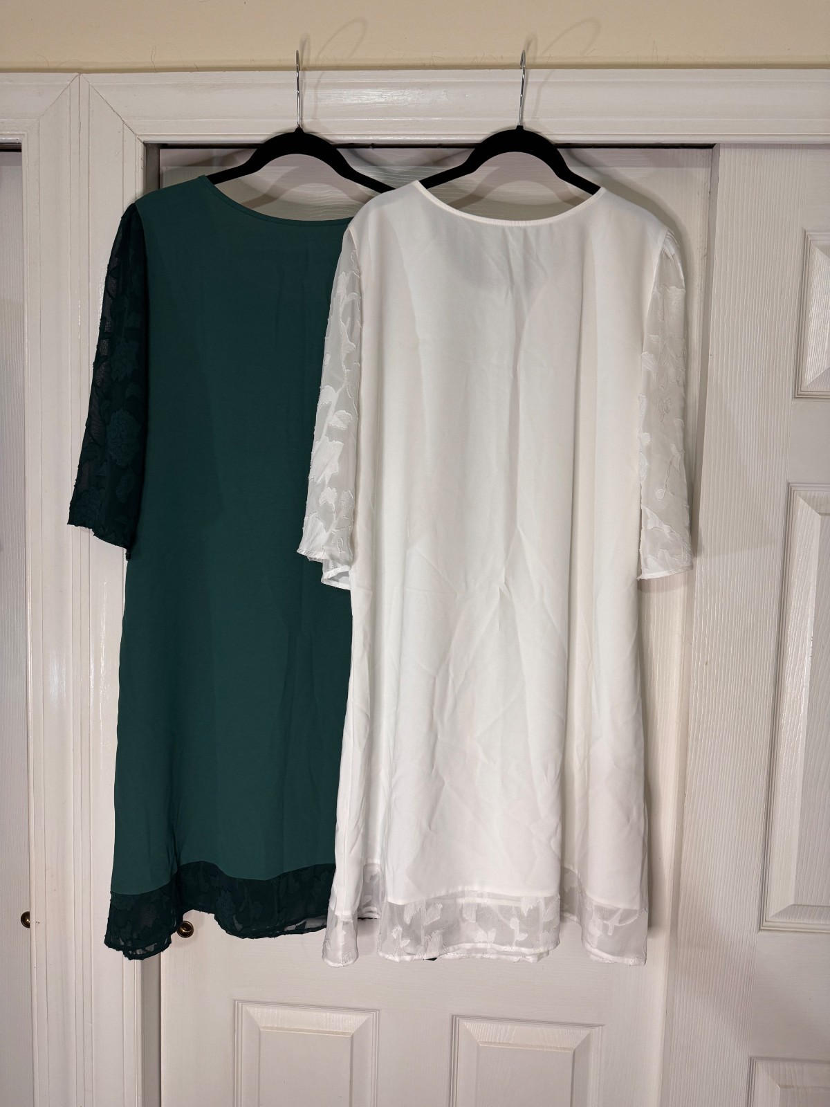 Ladies Tunic Style Dress, Sheer Sleeve with Floral Appliqué