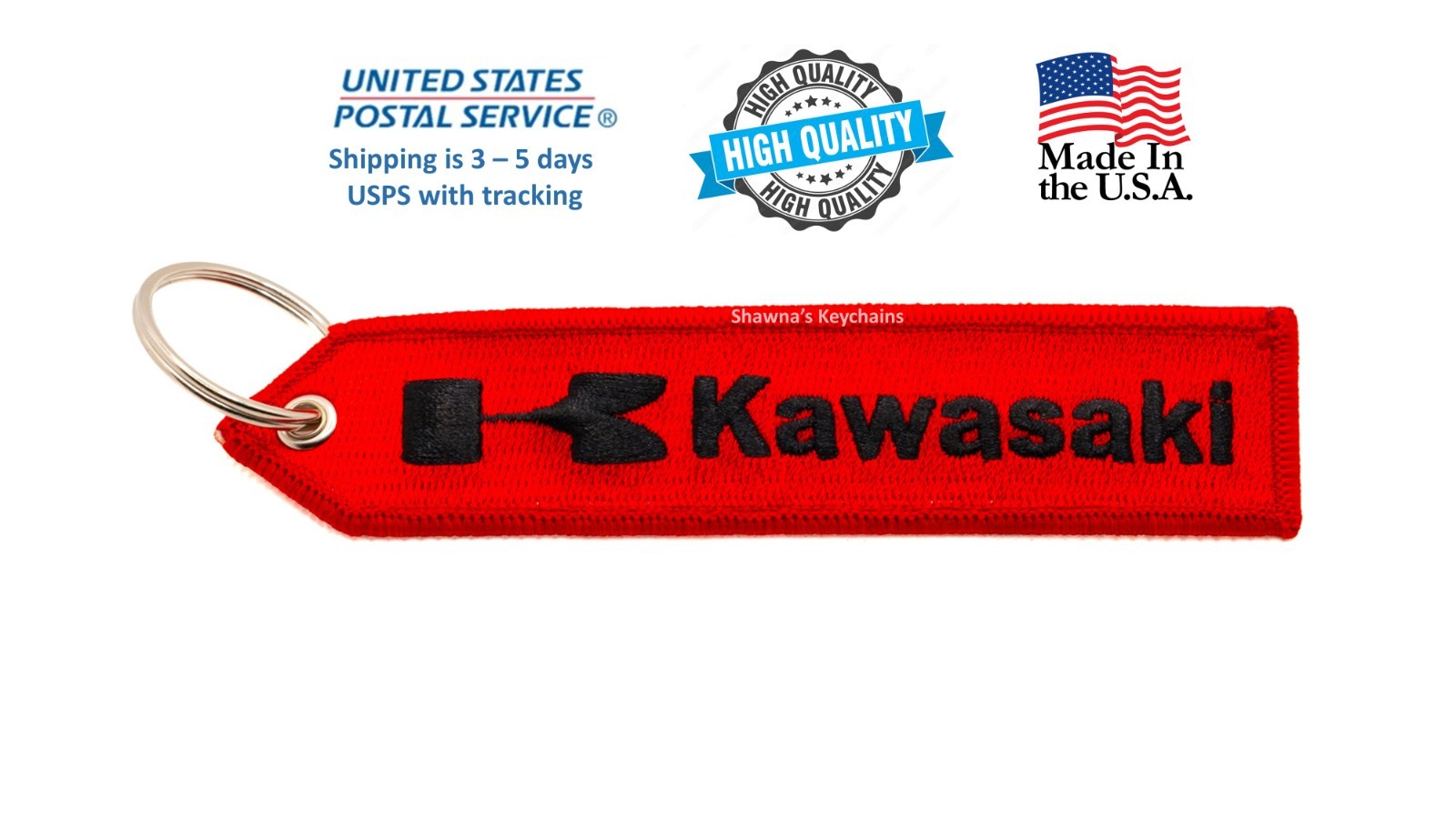 KAWASAKI Double Sided Keychain Patch High Quality Fabric Key Fob Moto keychain