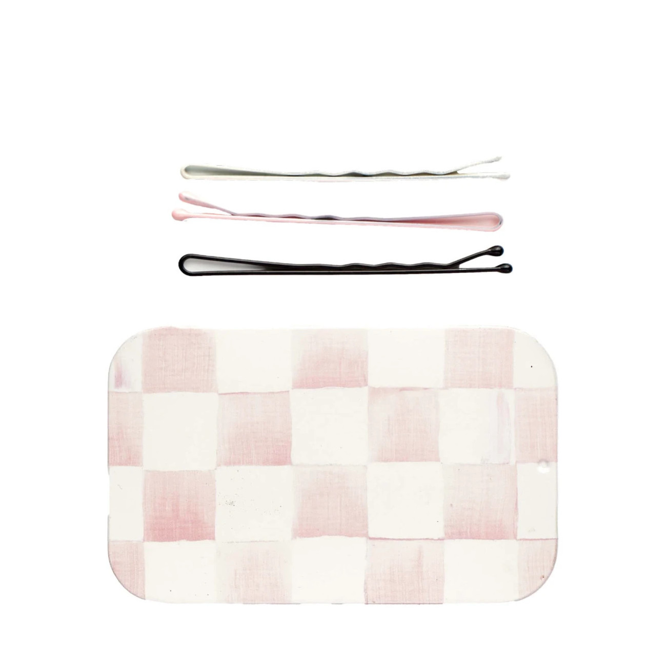Goody x MacKenzie-Childs Pink Courtly Check Bobby Pins 45Ct Keepsake Tin Set