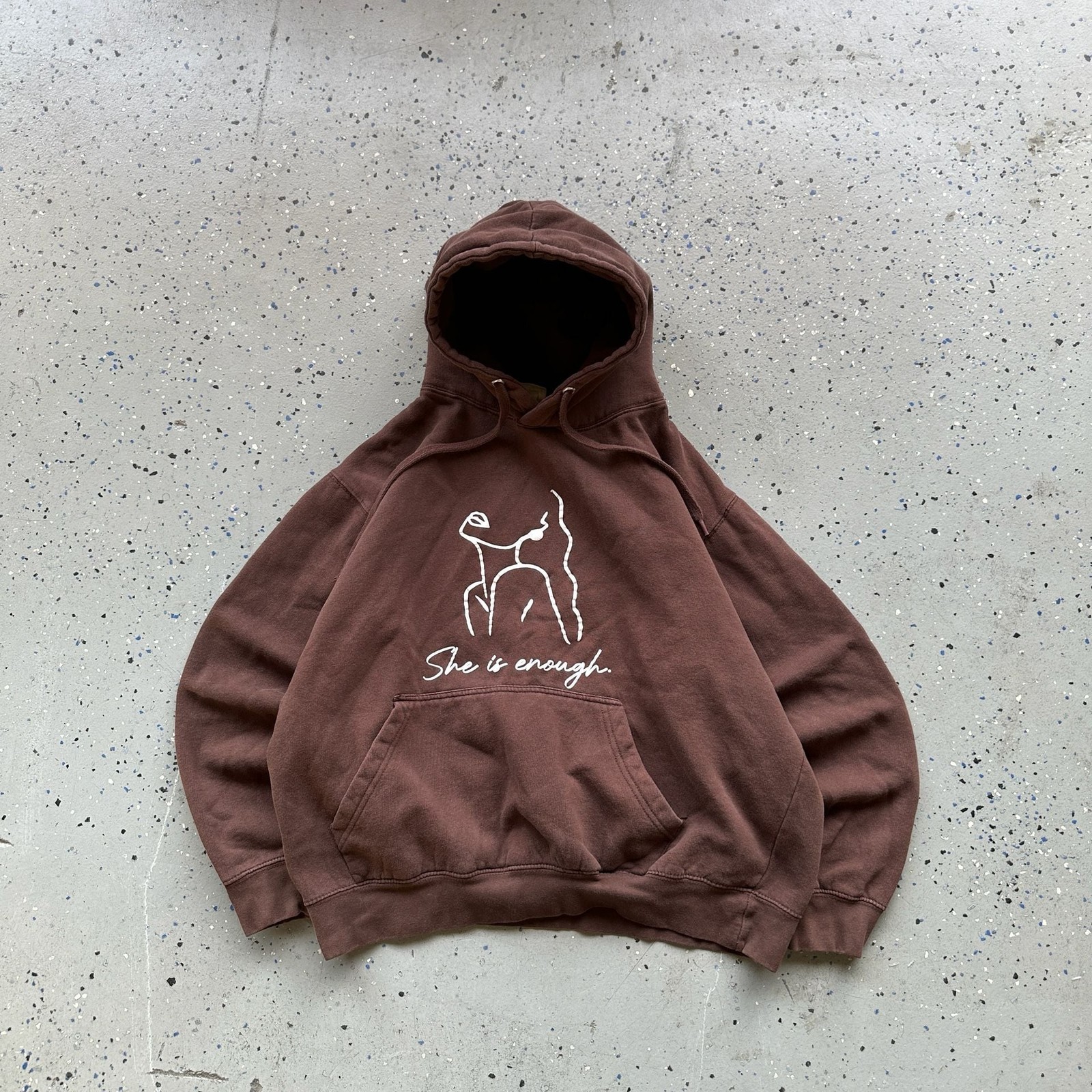 Vintage Brown She is Enough Oversized Boxy Hoodie Size Large