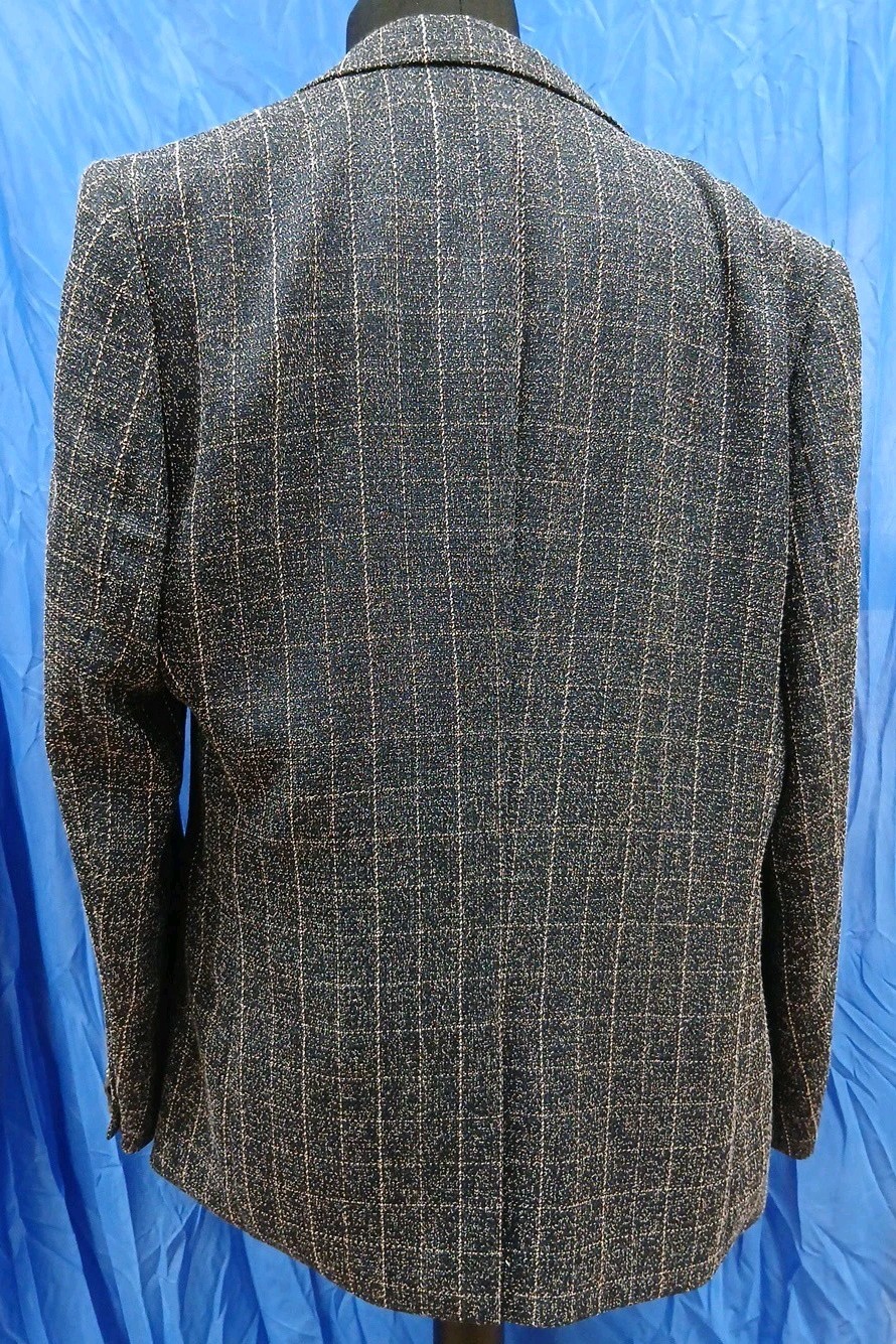 Luxury Sterling Black Cream Smart Checked 3 Piece Suit 46″ Chest 40″ Waist R1