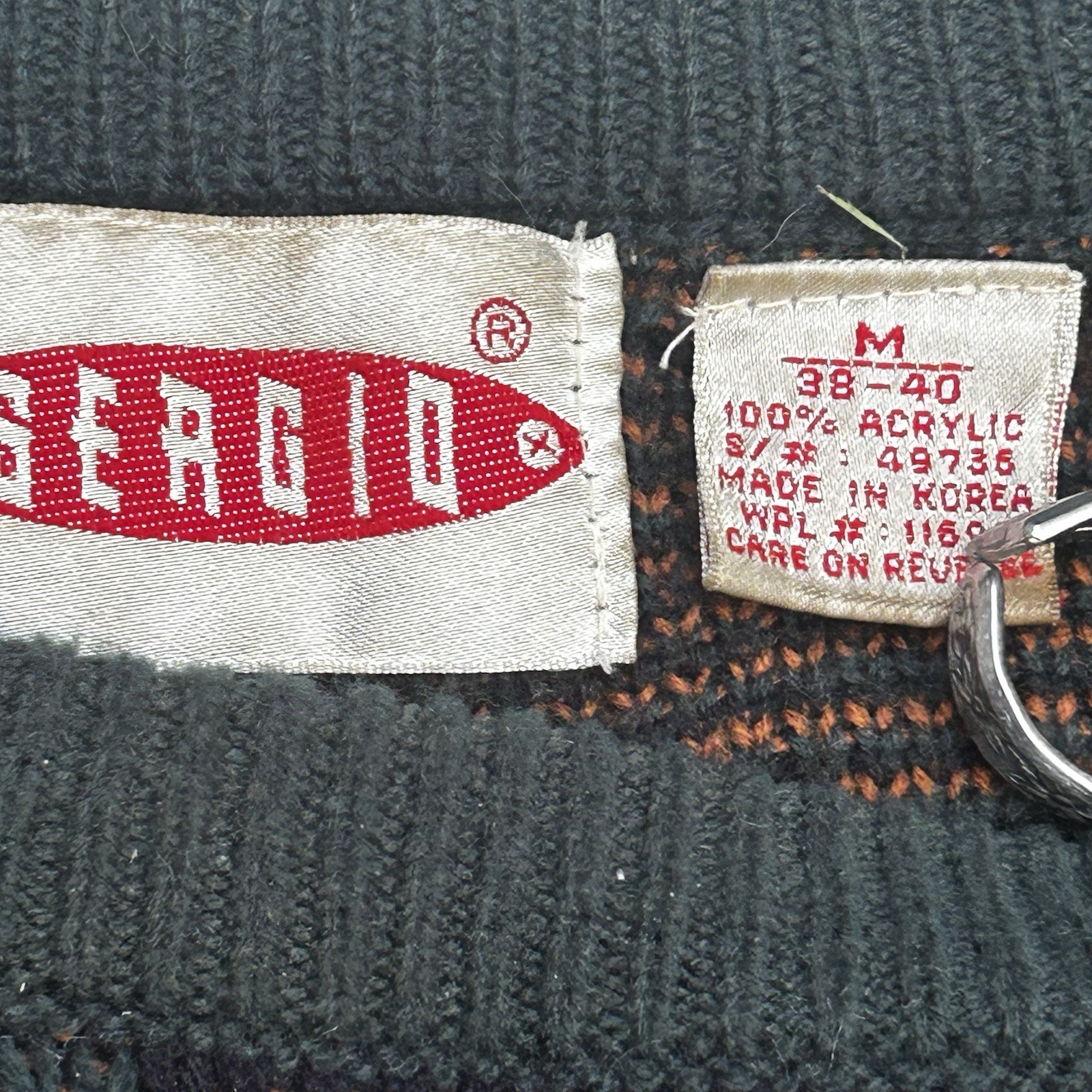 Sergio vintage 90s acrylic sweater with geometric pattern Size M. Stain As shown