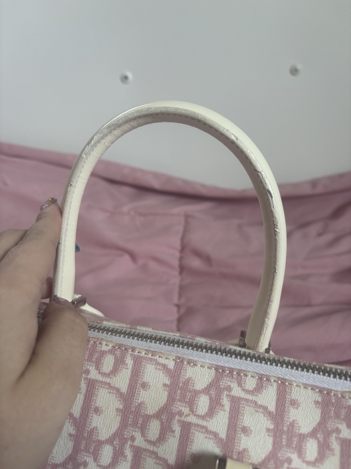 Christian Dior Diorissimo Pink Boston Trotter Logo Handbag Tote Vintage Y2K