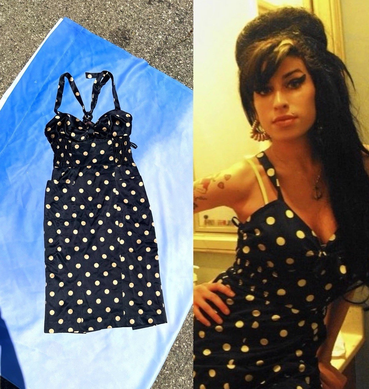 BETSEY JOHNSON vintage Silk Polka Dot Dress ASO Amy Winehouse Size 6