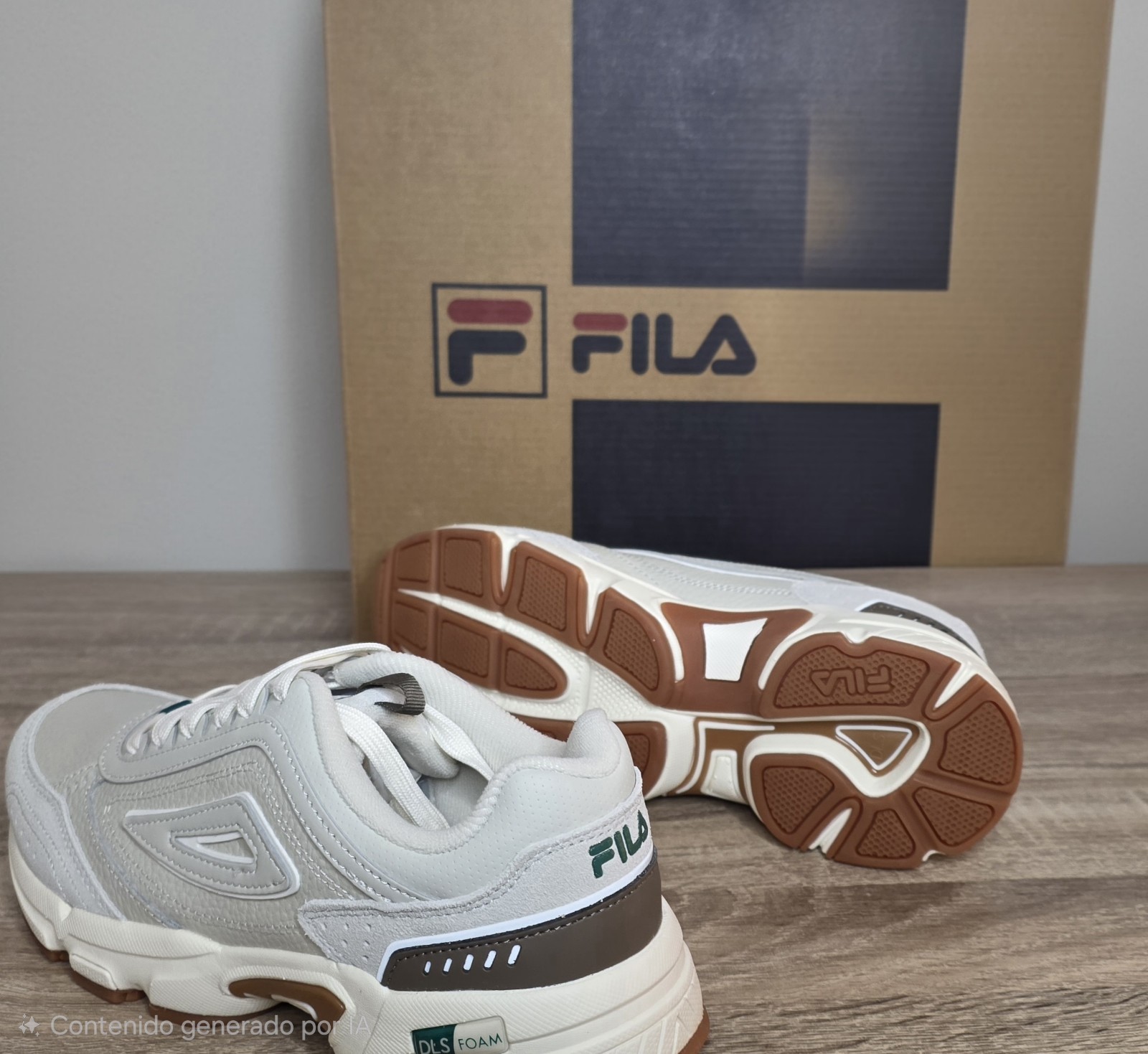 FILA Perano Women’s Low Top Lace-Up Sneaker White Brown Logo Accents