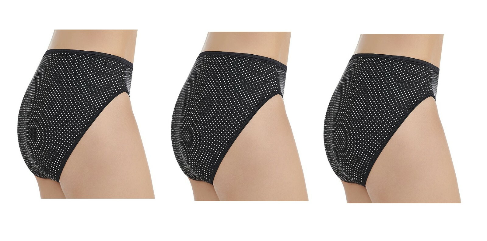 3 pairs Vanity Fair Illumination 13108 HI-CUT Panties Premier Dot Sz – 8 / XL