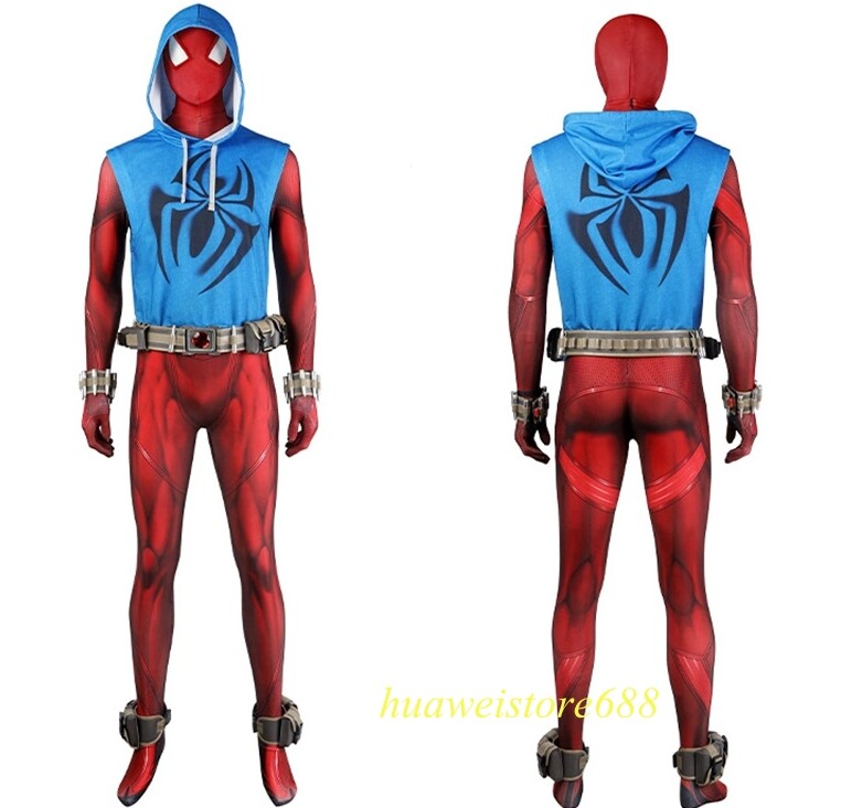 Scarlet Spider Costume Spider-Man Cosplay Outfits Jumpsuit Halloween Adult