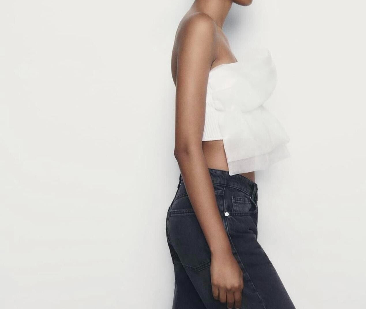 Zara White Organza Strapless Bandeau Boob Tube Crop Top Size: M Ref 0858/806/250