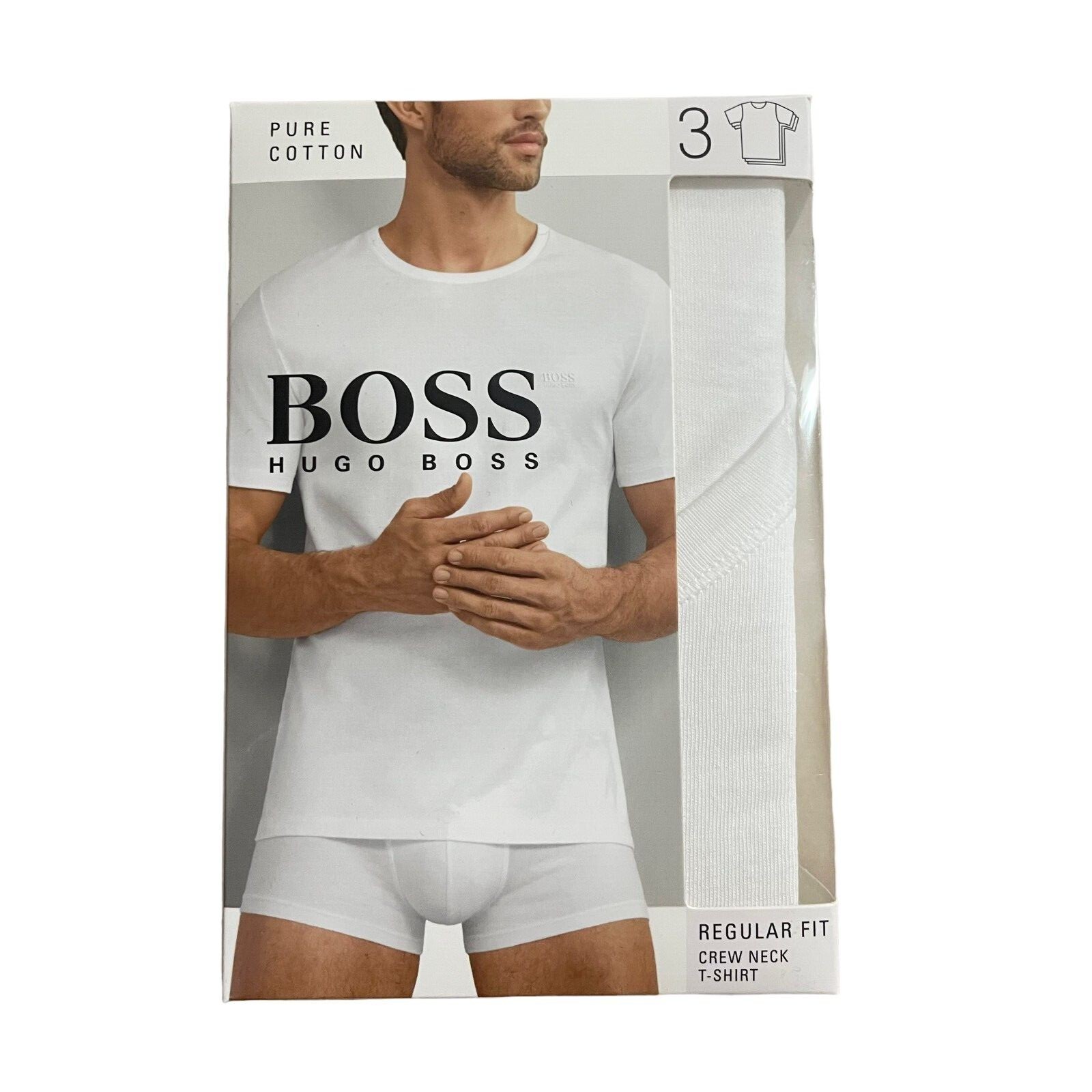Hugo Boss Men’s 3-Pack Regular Fit Cotton Short Sleeve Crew Neck T-Shirt All Siz