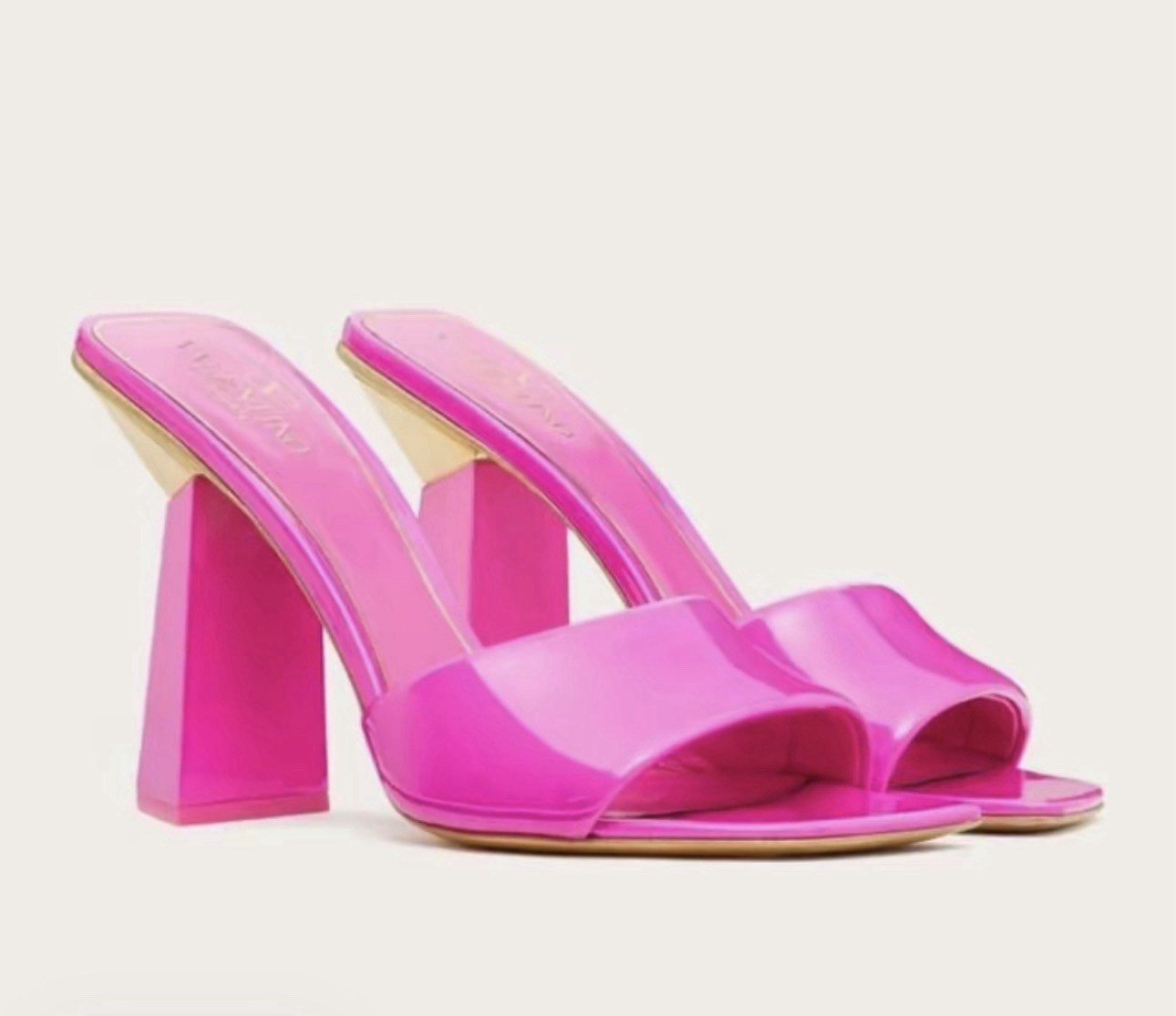 Valentino Garavani Patent Leather One Stud Hyper Slide Mules Size 40