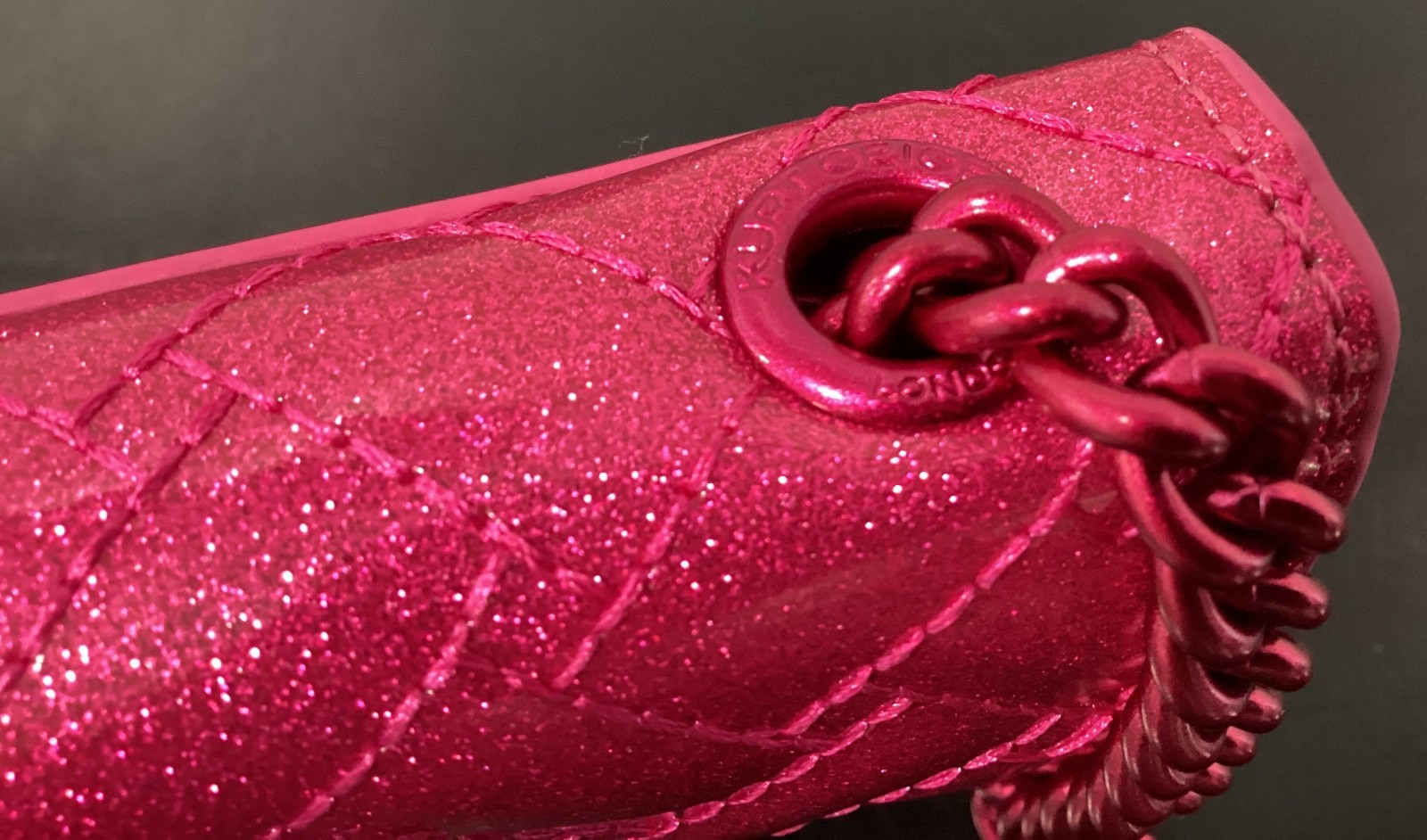 Kurt Geiger MICRO TINY Glitter 4.25″ x 3″ x 1″ Drench Pink Synthetic Brand New