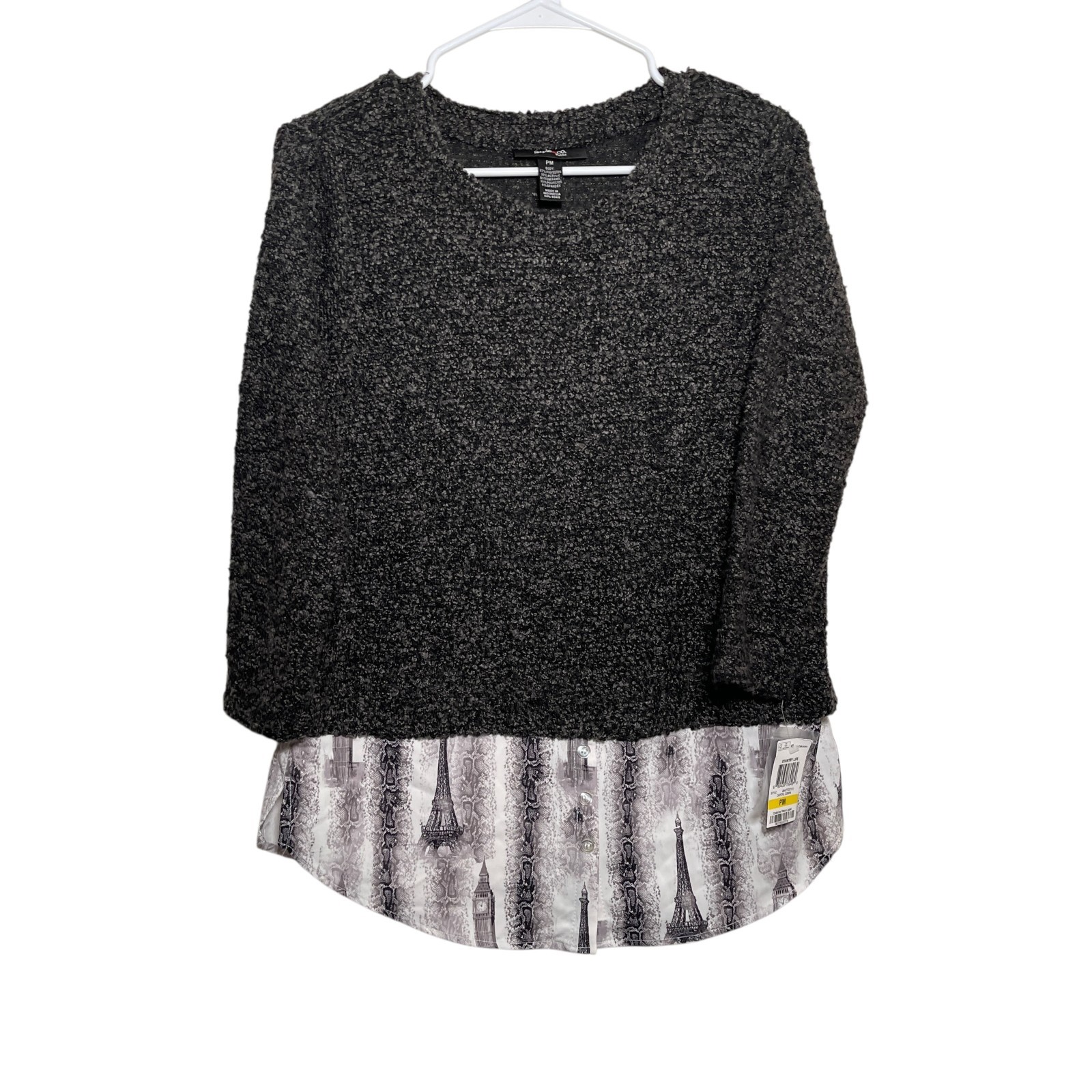 Style & Co Sweater Women’s Petite Medium Teddy Pullover Layered Shirt Top NWT