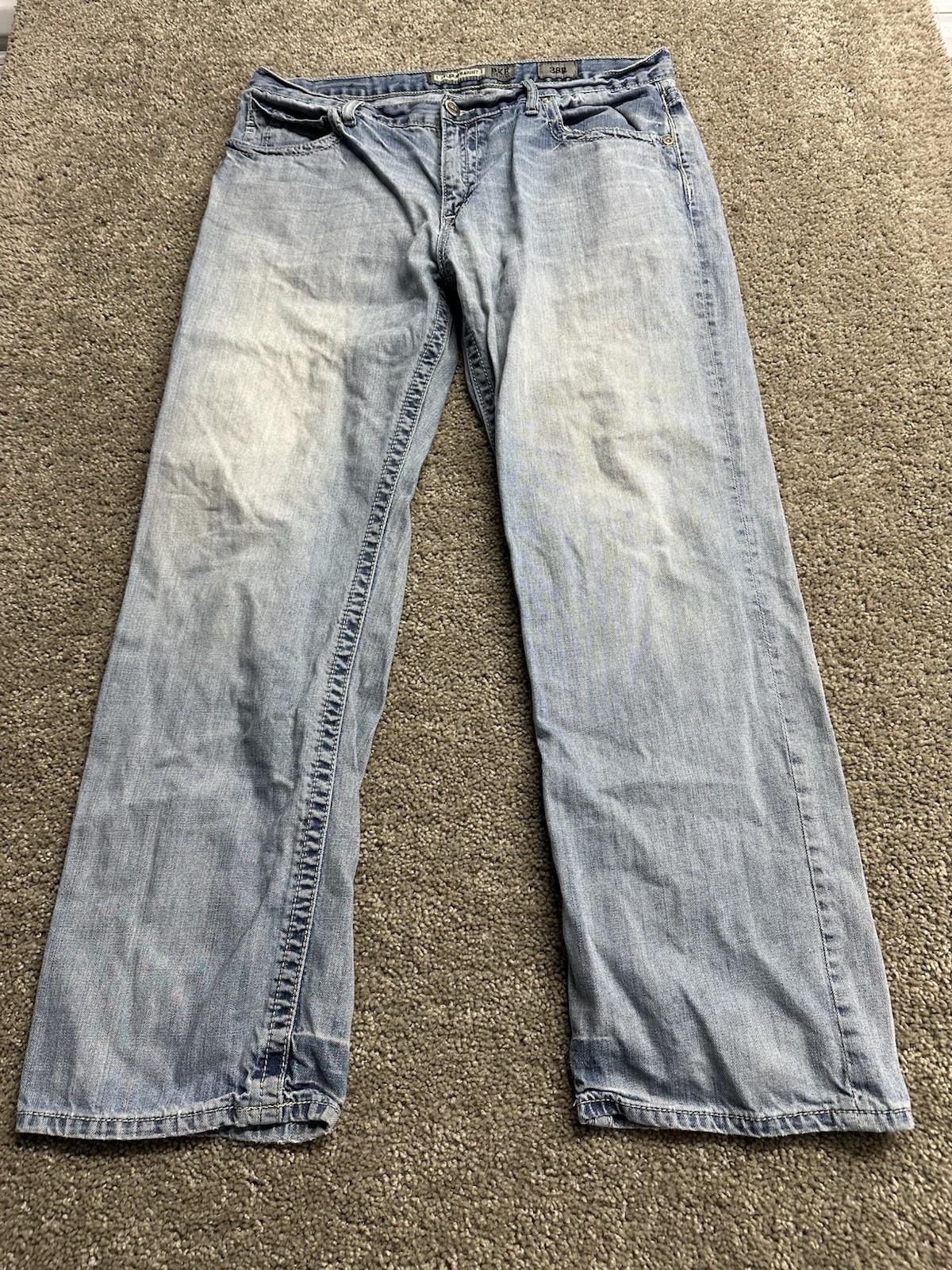 Buckle Jeans Mens 38R Blue Denim BKE Tyler Straight Leg Whiskering Medium Wash