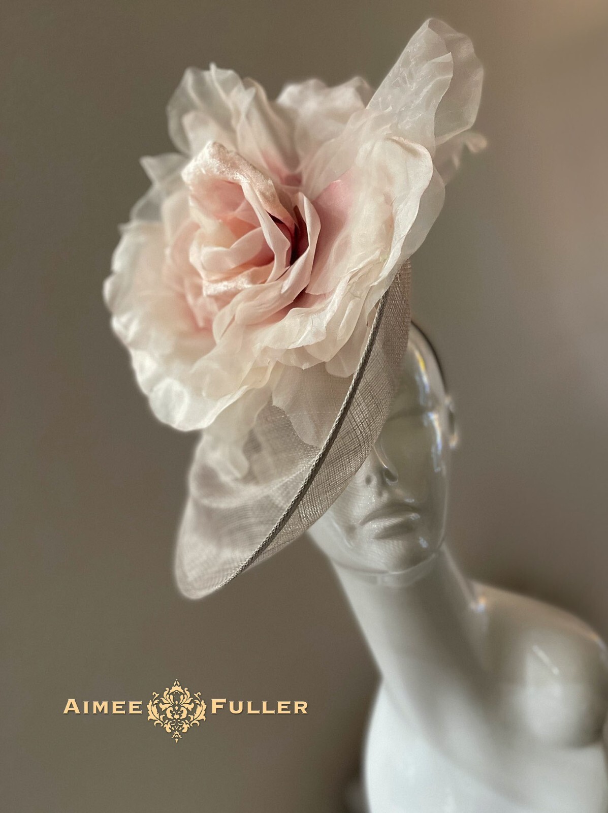 Rose Kentucky Derby Hat Cream Ivory Moss Hues Royal Ascot Del Mar Melbourne Cup