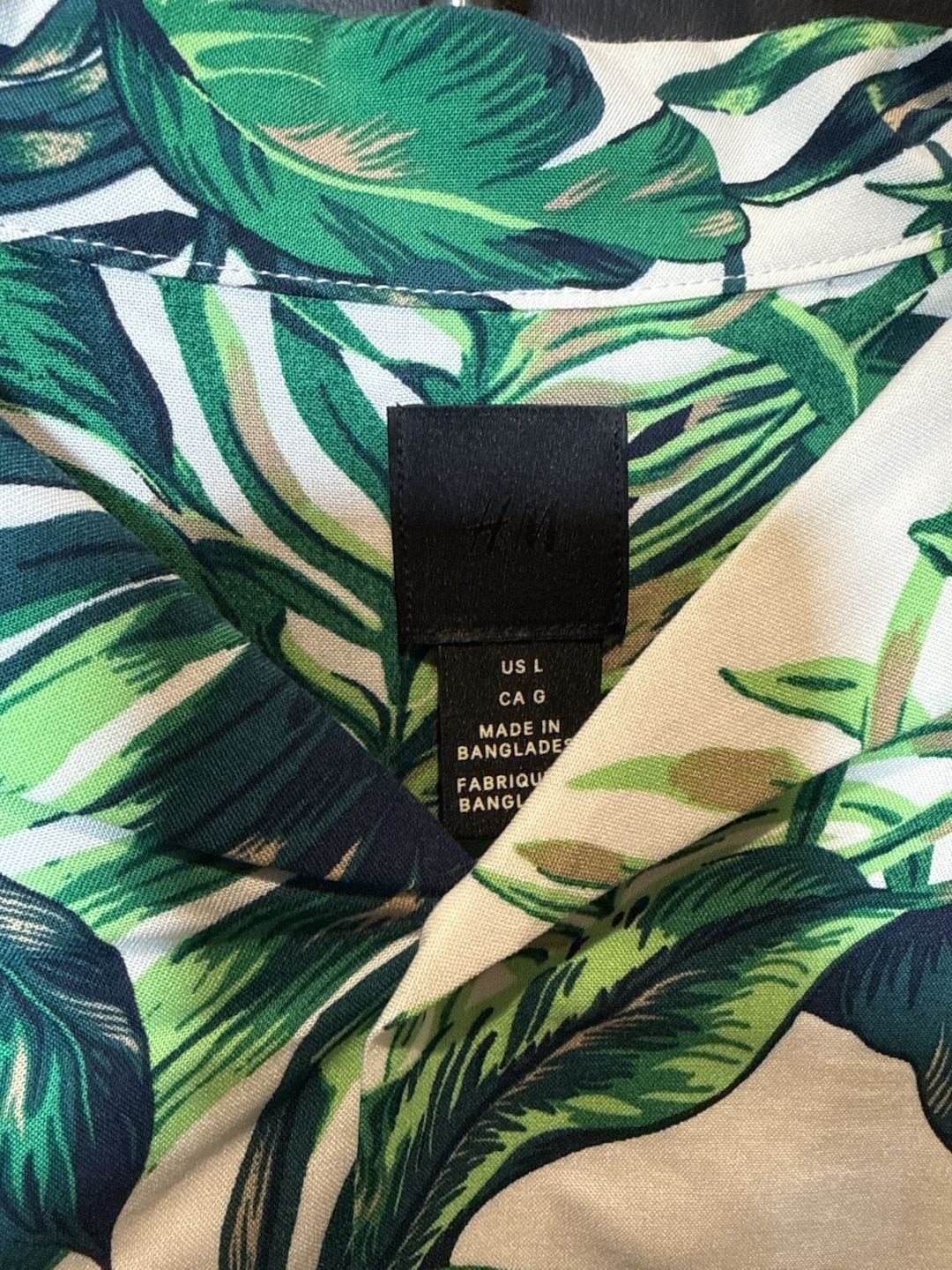 H&M Regular Fit Tropical Palm Leaf Resort Shirt