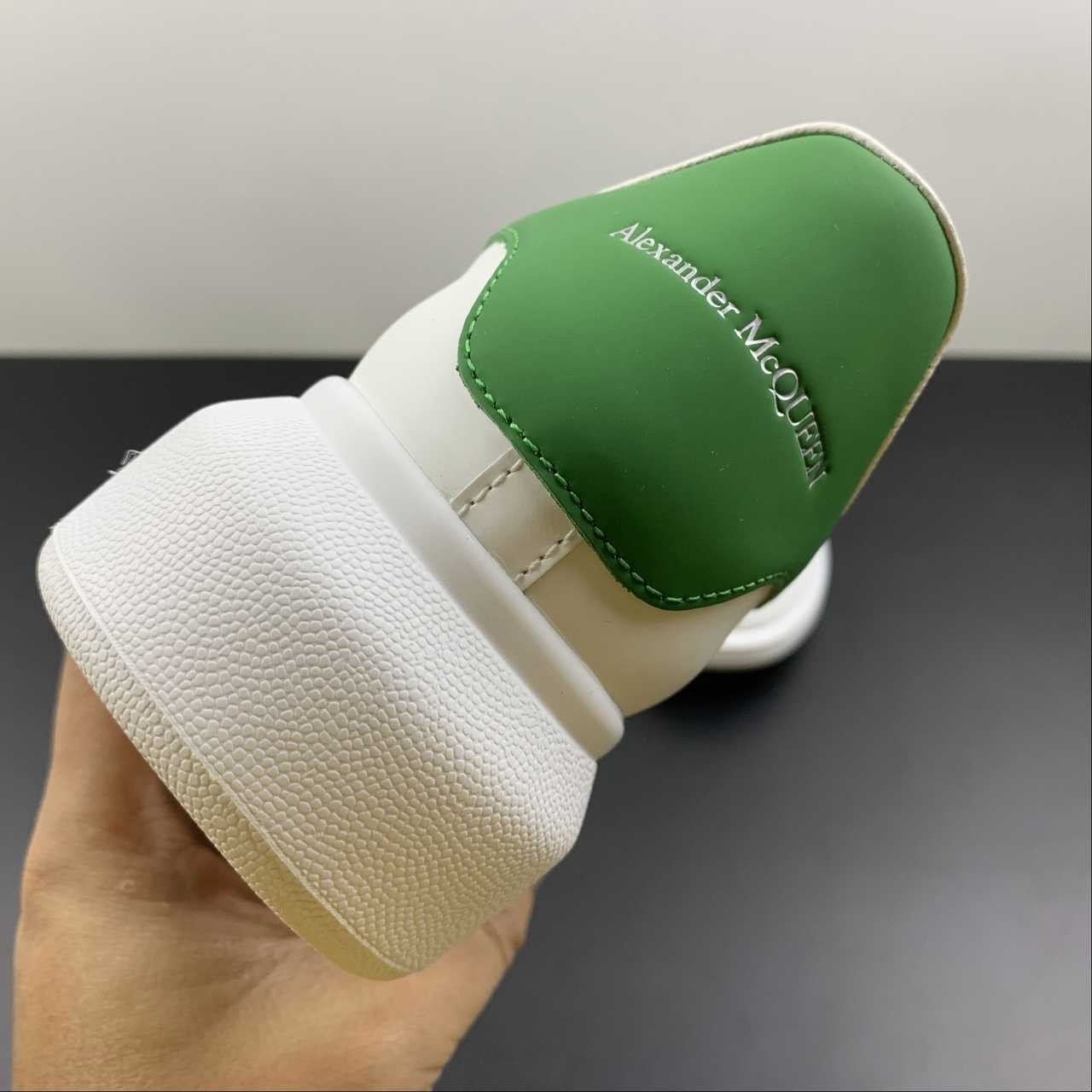 Alexander McQueen Oversized White Green Low Top Leather Sneakers