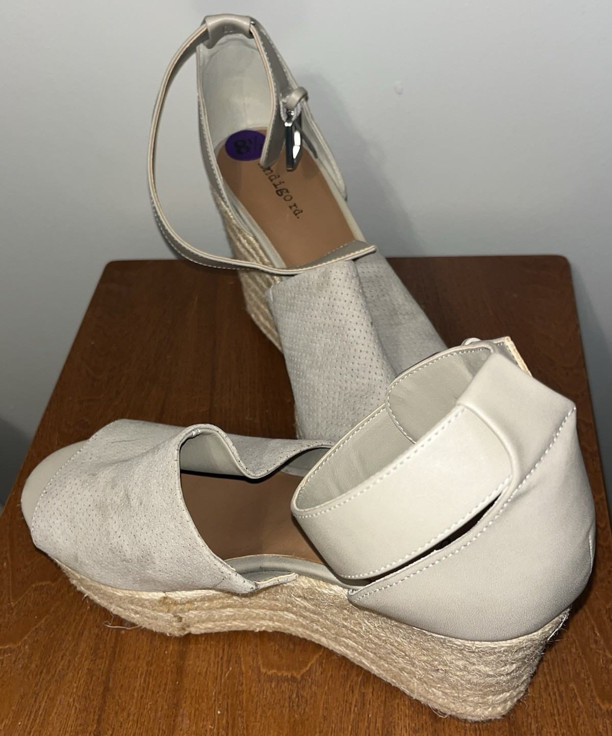 Indigo Rd. Women’s Beige Espadrille Wedge Open Toe Ankle Strap Sandals 8.5