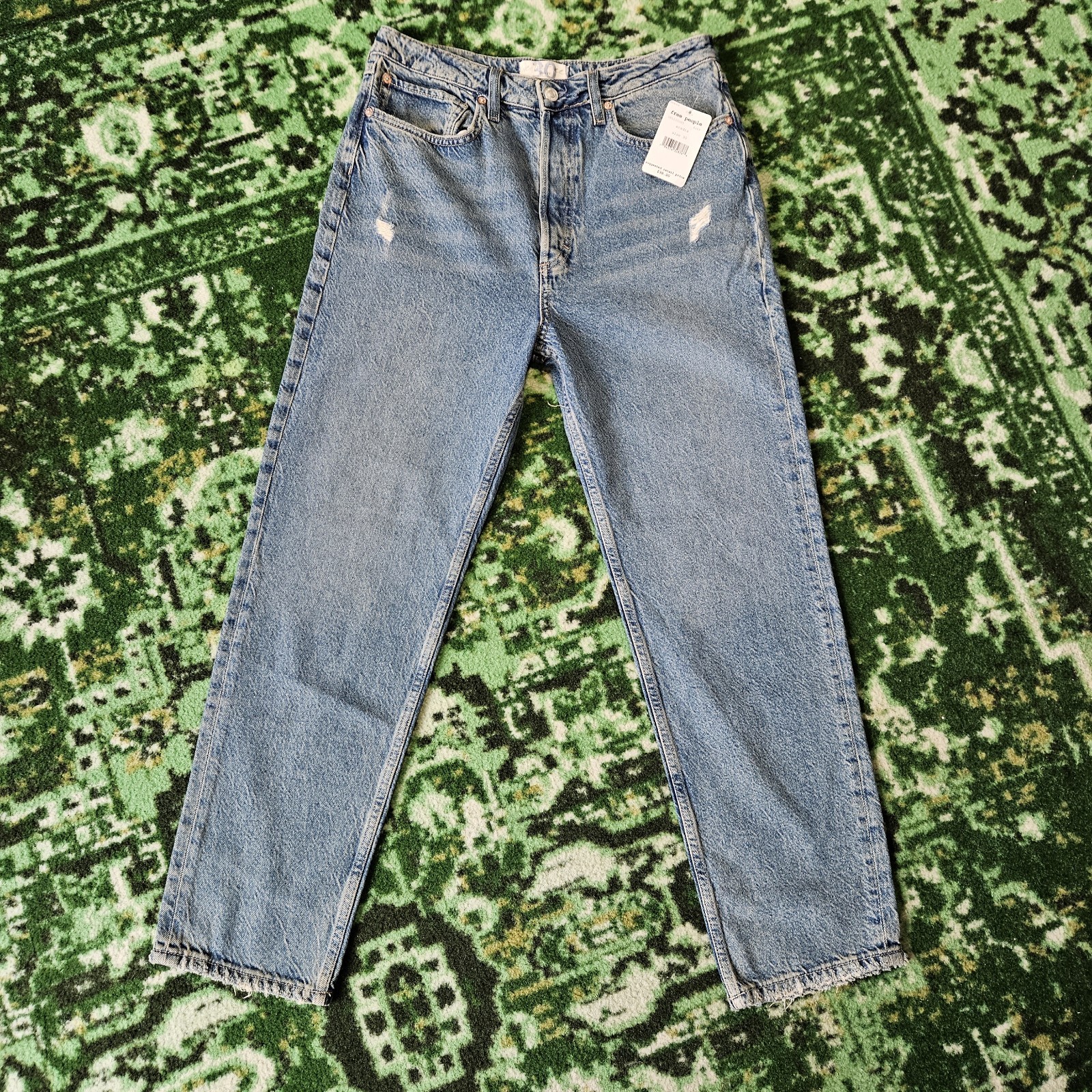 Free People Acadia Jeans Womens Size 30 Fits 30×26 Button Fly Distressed New Tag
