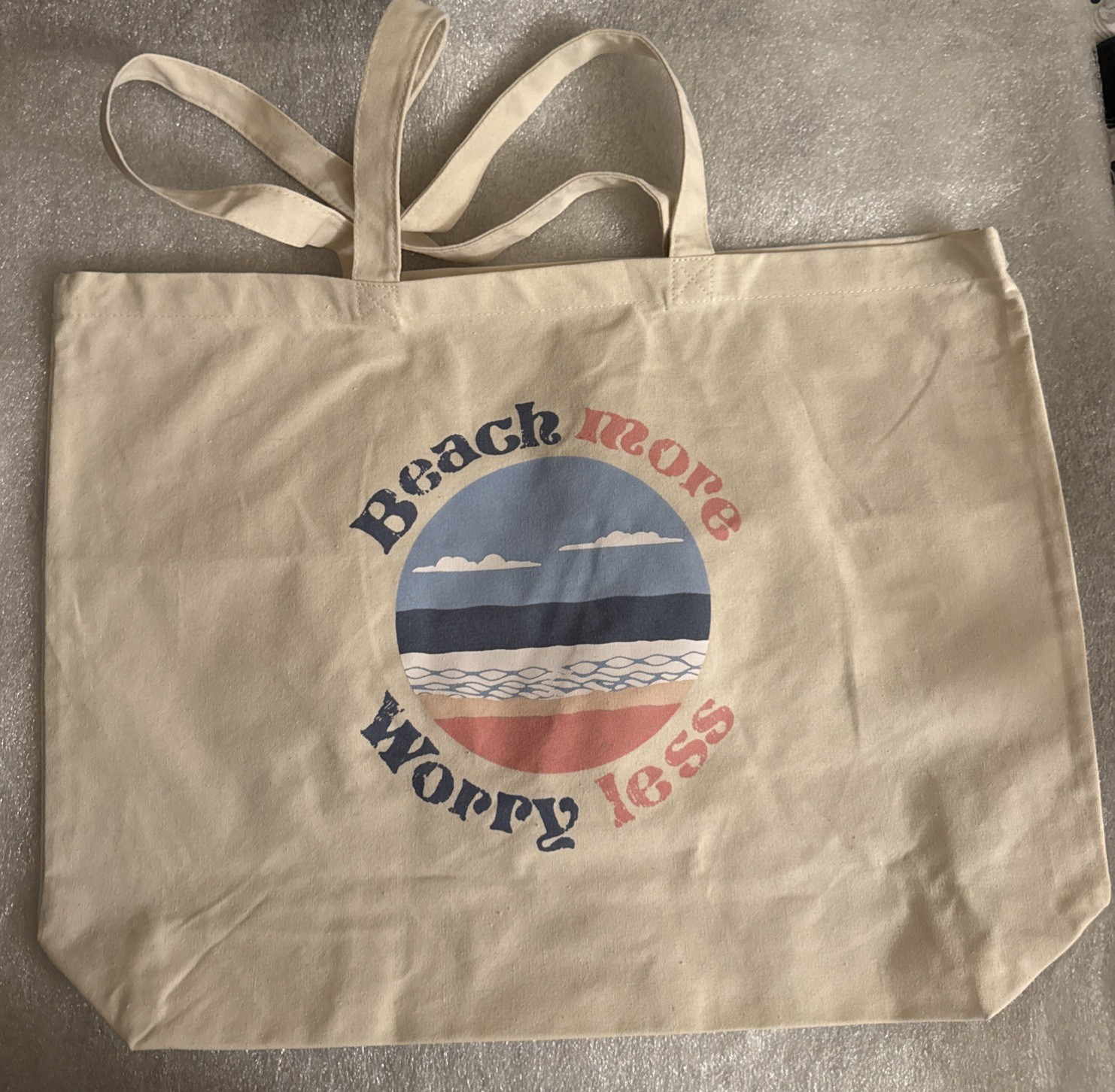 Beach More Worry Less Tote Bag – New Free ship 20x15x4.5 Inches