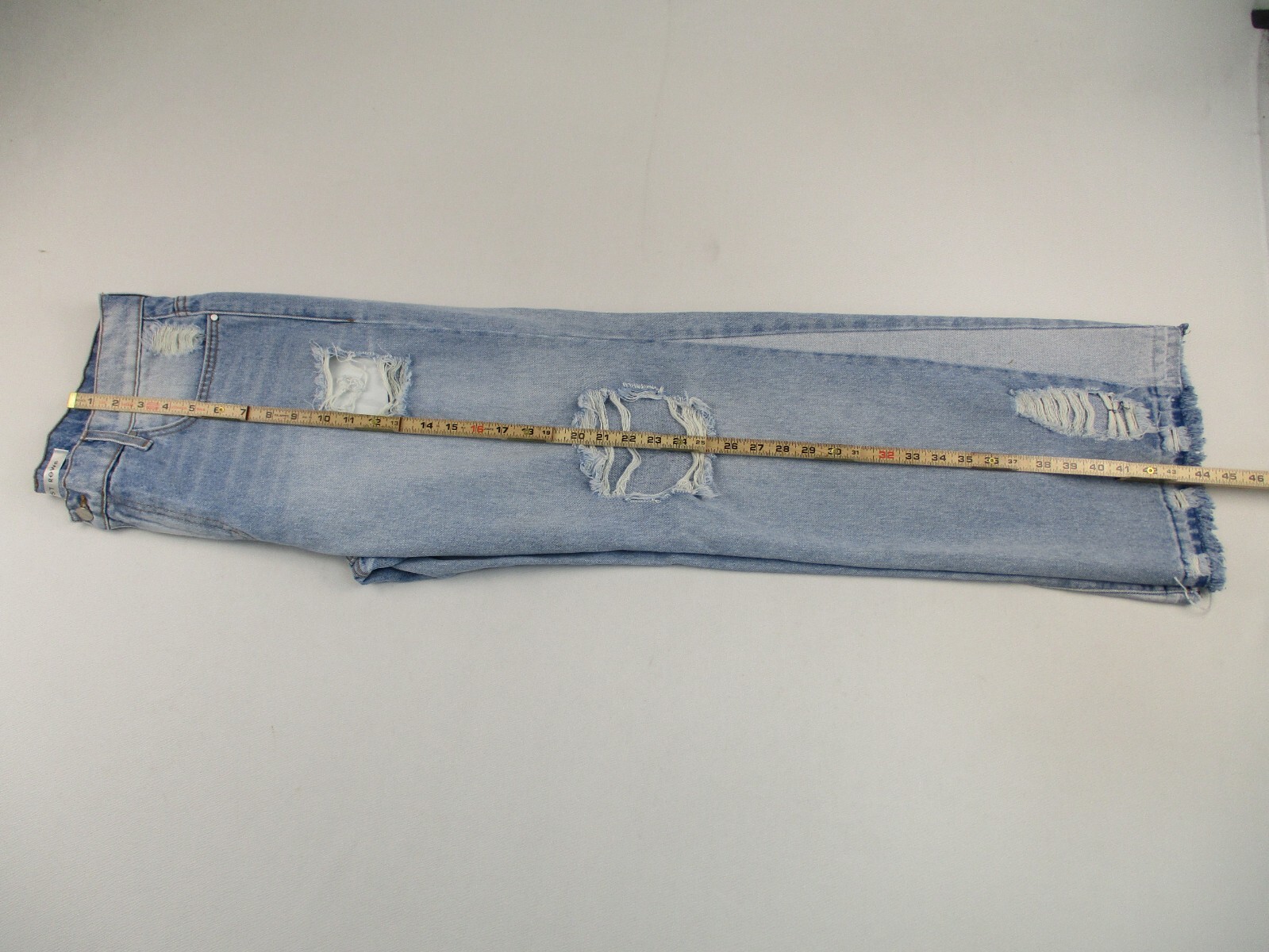 First Row Men’s Jeans 38 Blue Denim Distressed Designer Hankie Pocket Patches