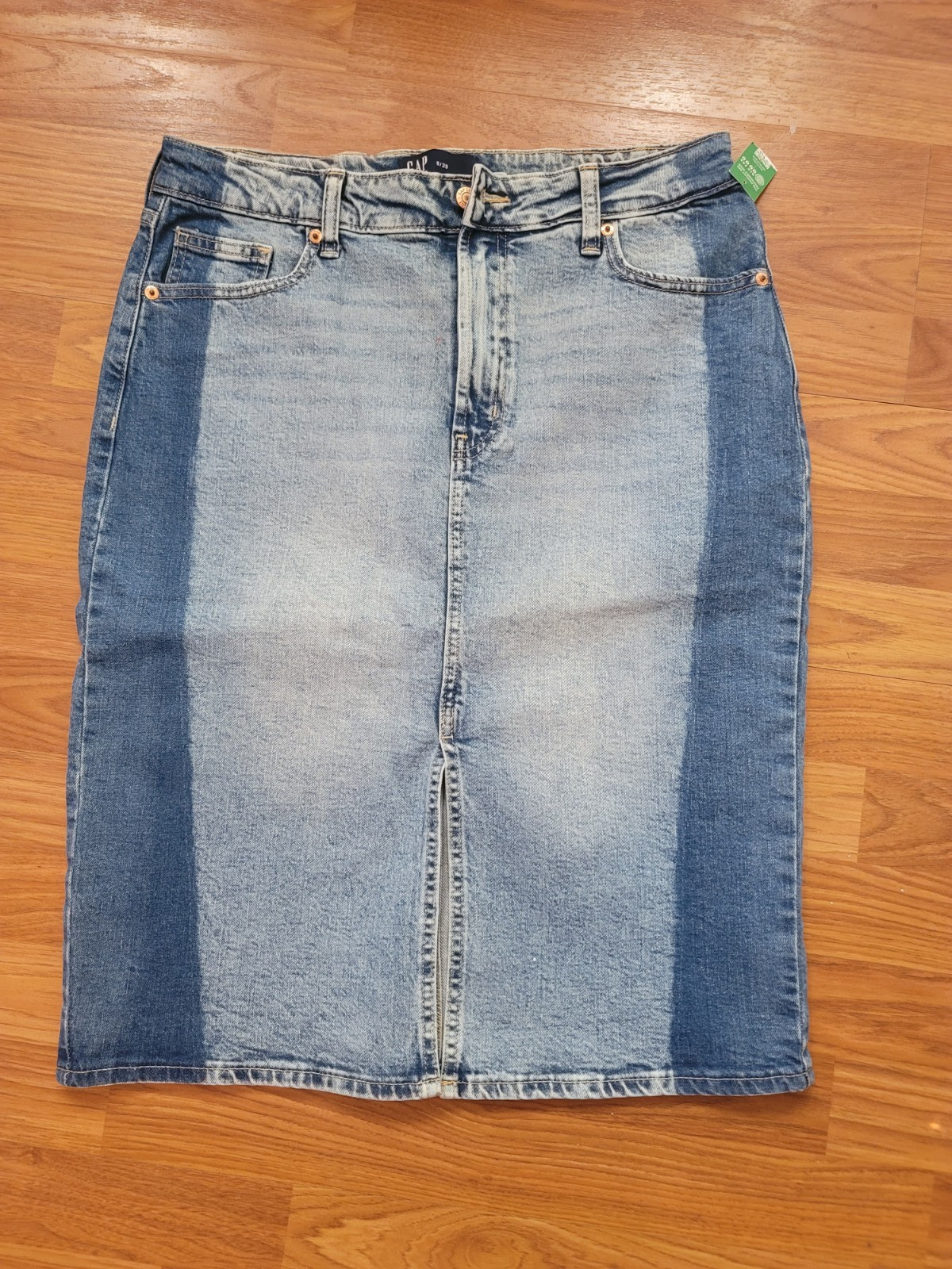 NWT GAP Denim Colorblock Two-Tone Midi Skirt Size 8/29 NEW