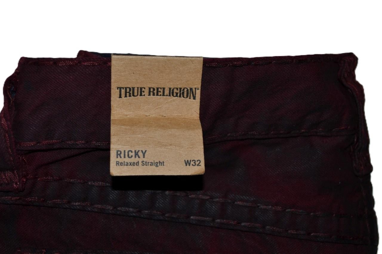 AUTHENTIC True Religion Ricky W/F Relaxed Straight Men’s Jeans BURGUNDY COATED
