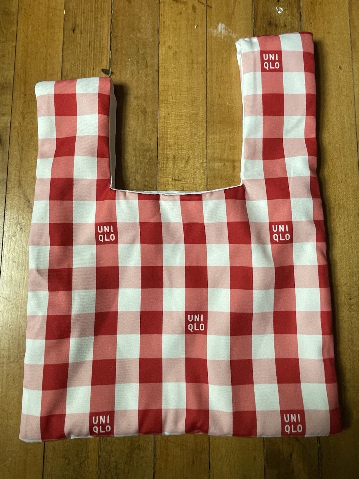 Uniqlo Knot Bag Gingham Checkered Red White Double Handle