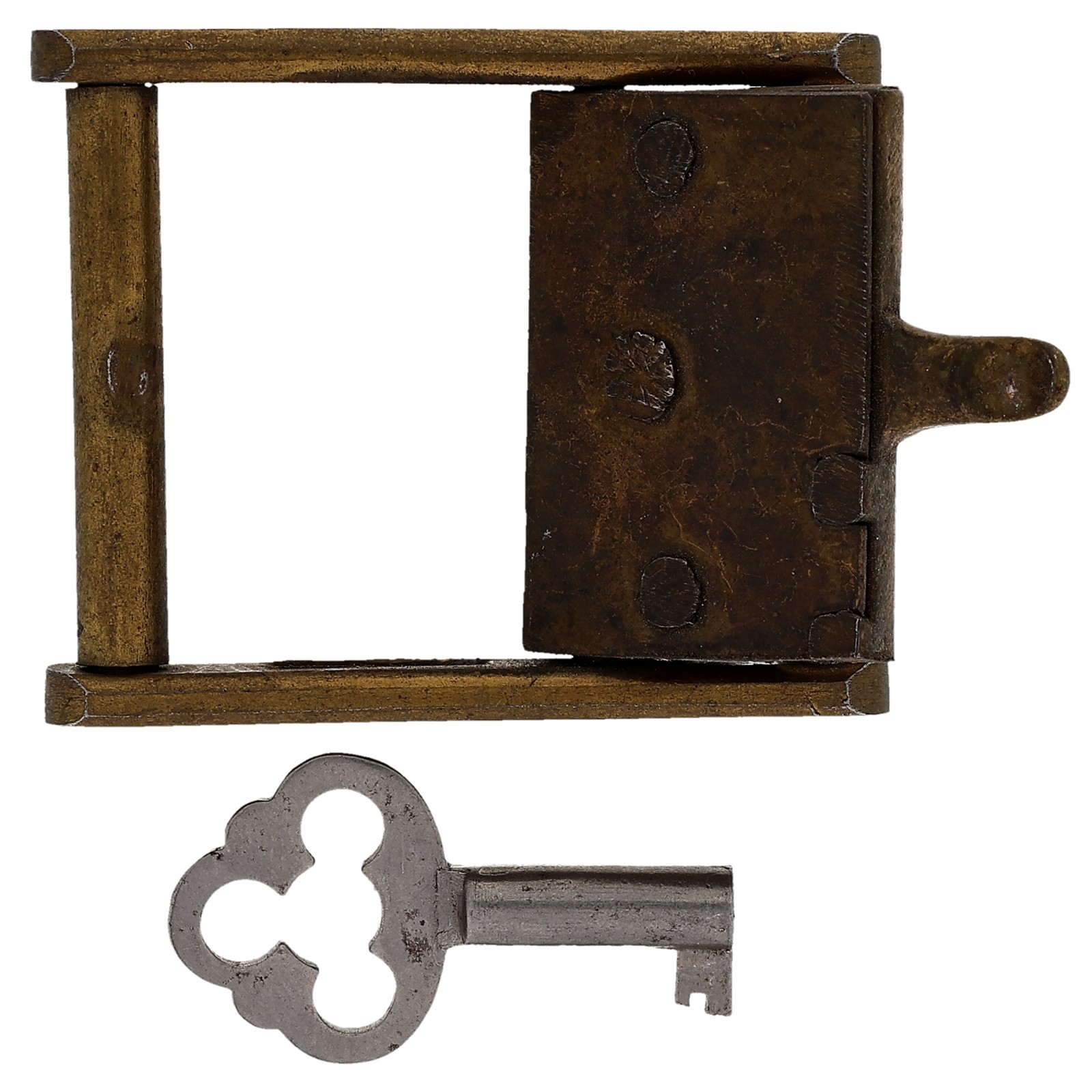 1.25″ Locking Chastity Belt Buckle Skeleton Key Padlock Trunk Bachelorette Vtg