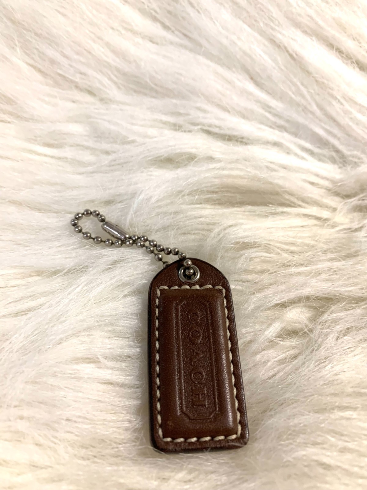 Authentic COACH Dark Brown Leather Lozenge Hang Tag Purse Charm 1.75″
