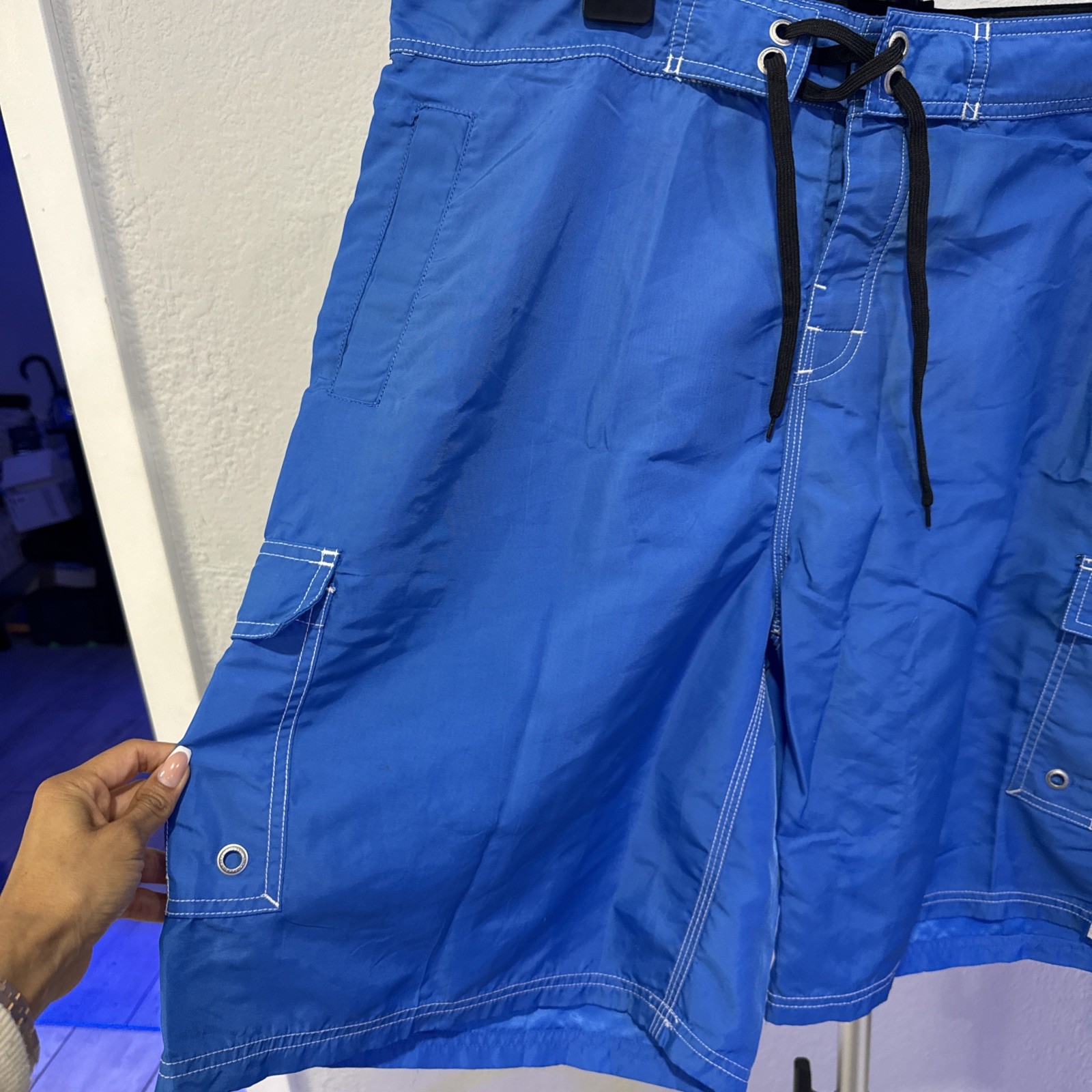 Pelagic Blackfin Men’s Board Shorts, Blue, Fishing Swim Trunk, Nylon, size 40