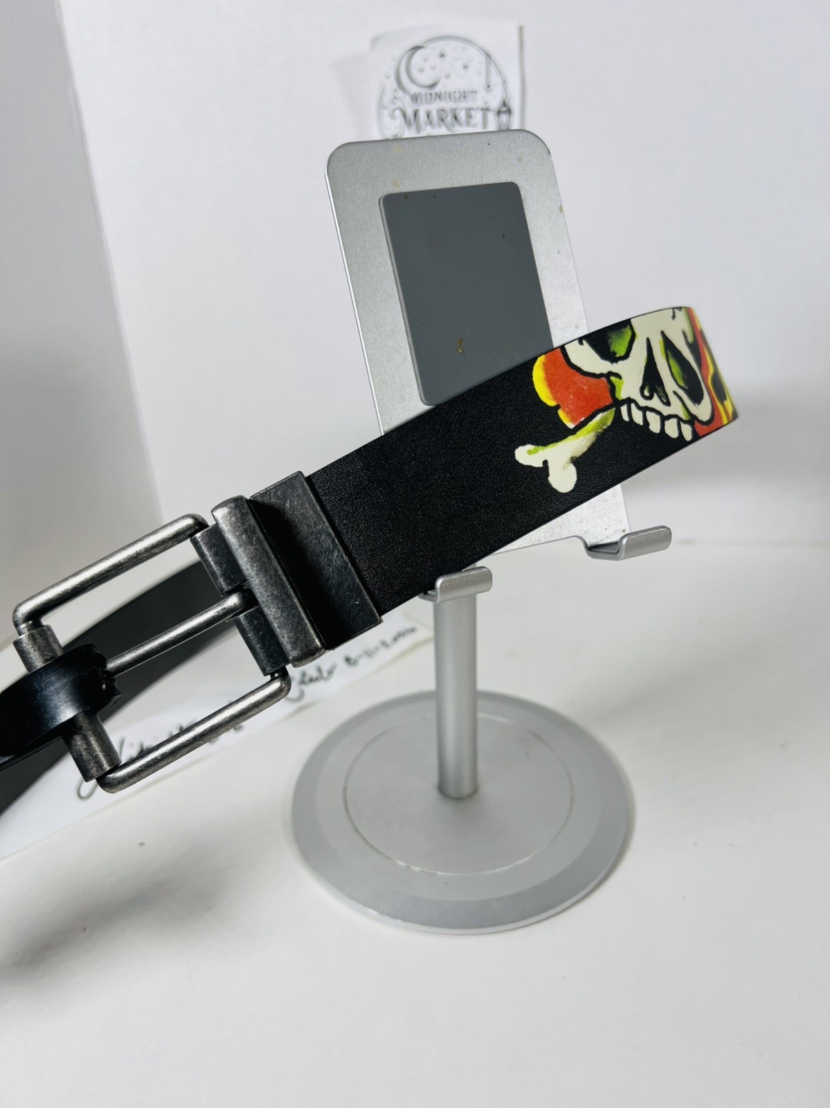 NWT Ed Hardy Men’s Skull Tattoos Reversible Leather Belt SZ 34 Punk Rock Y2K