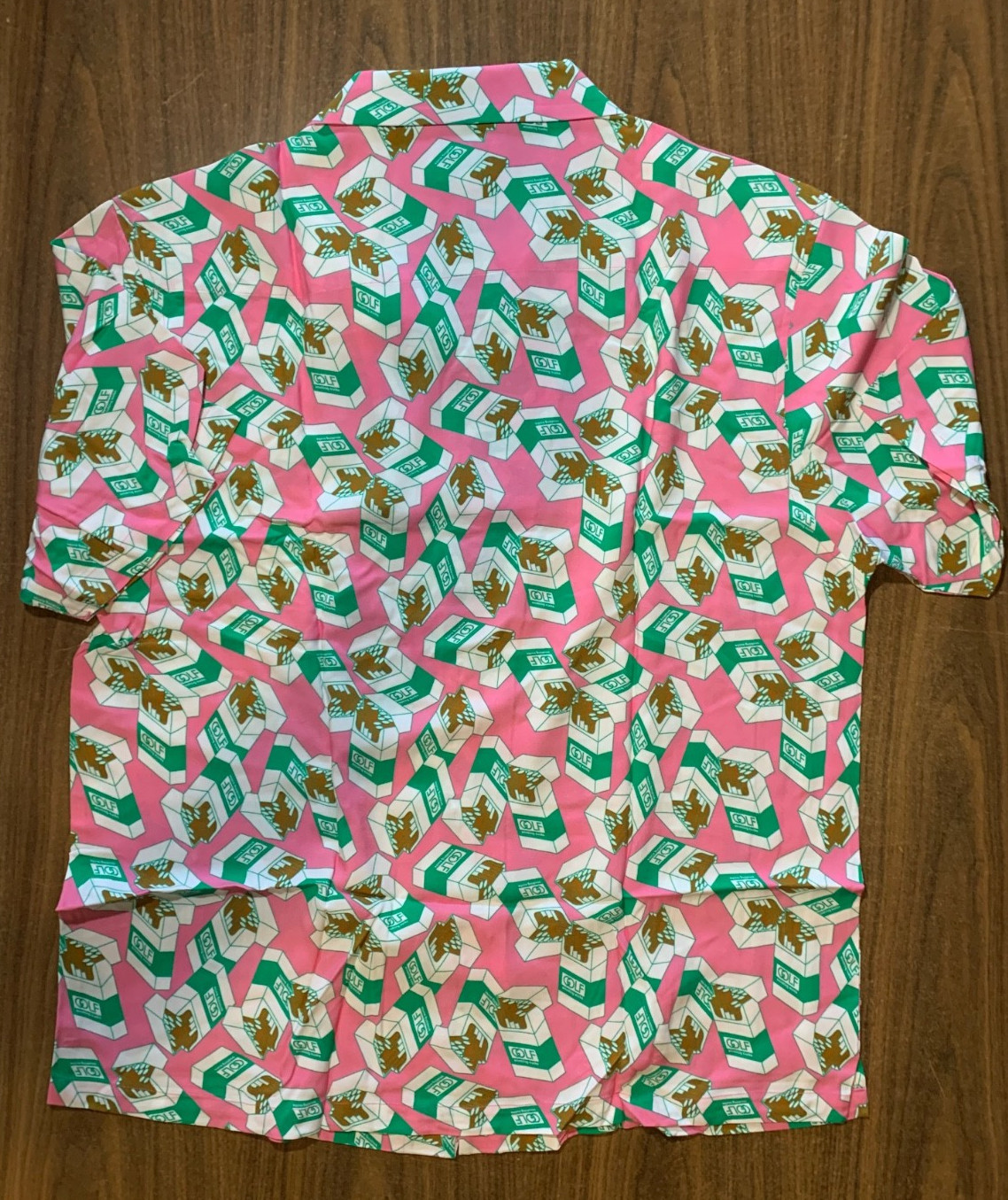 Golf Wang Mens Pink Green Smoking Sucks Button Up Shirt Sz XL. New with Stain.