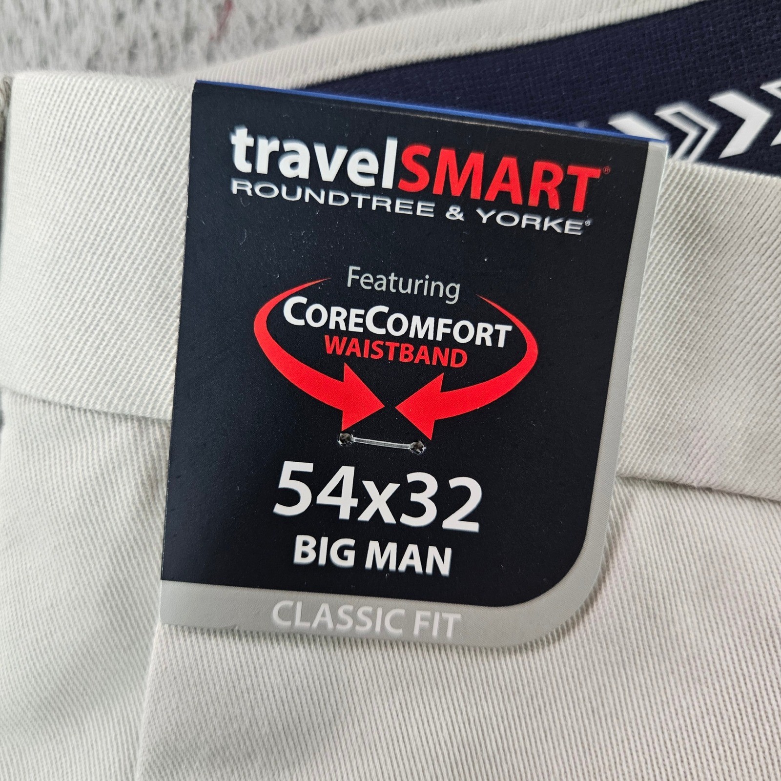 Roundtree & Yorke TravelSmart Mens 54×32 Pleated Khaki Pants Big Man CSC Fit NEW