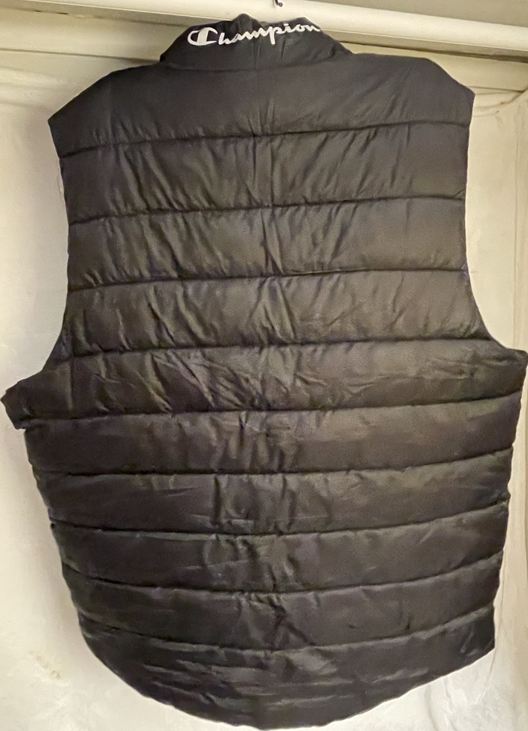 Champion Men’s Black Puffer Vest Full Zip Pockets Stand-Up Collar Size XL