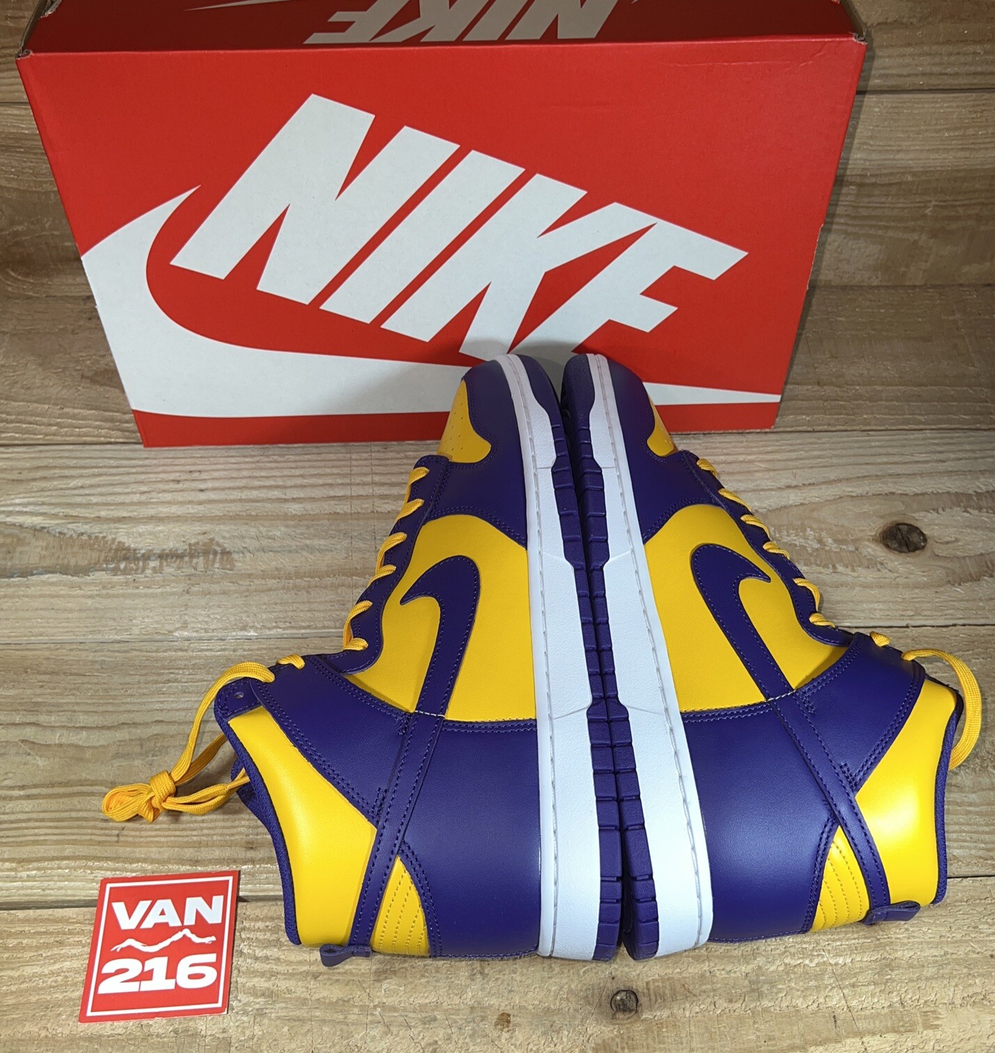NEW: SZ 13: Nike Men’s Dunk High Purple Yellow Lakers Sneakers: DD1399-500