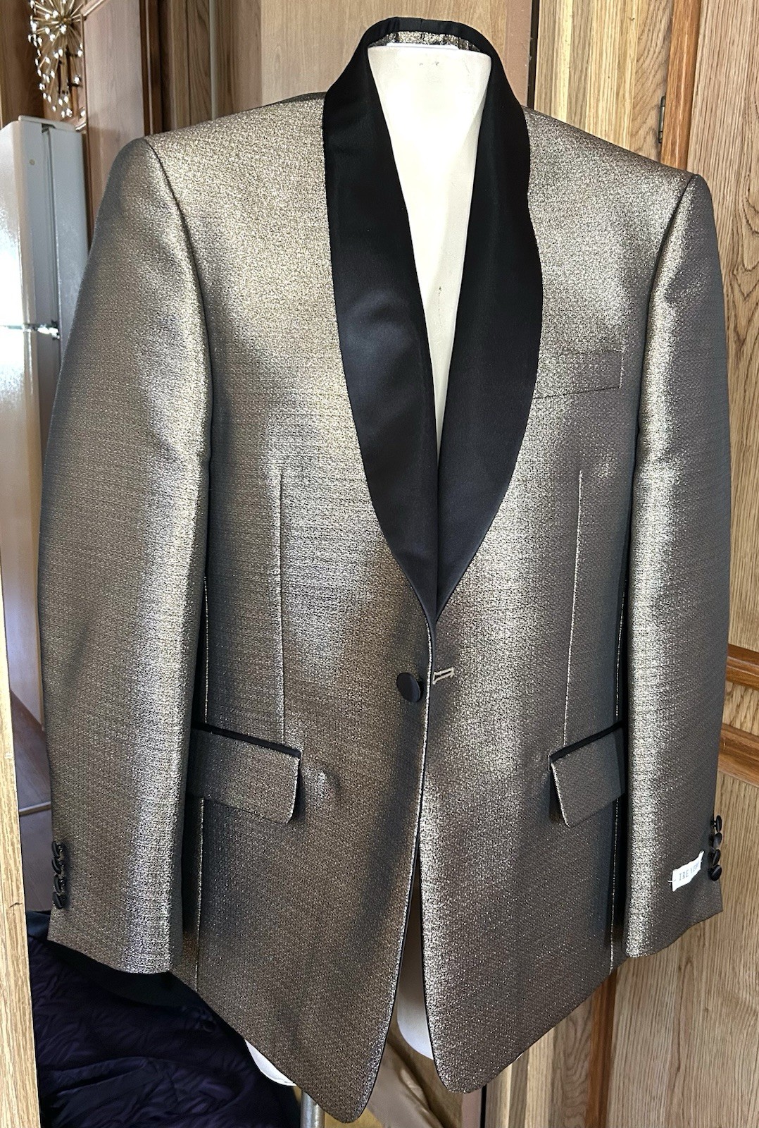 Gold Metallic Tuxedo Jacket Tre Vero Gold Sparkle Shimmer Sport Coat Mens 40 S