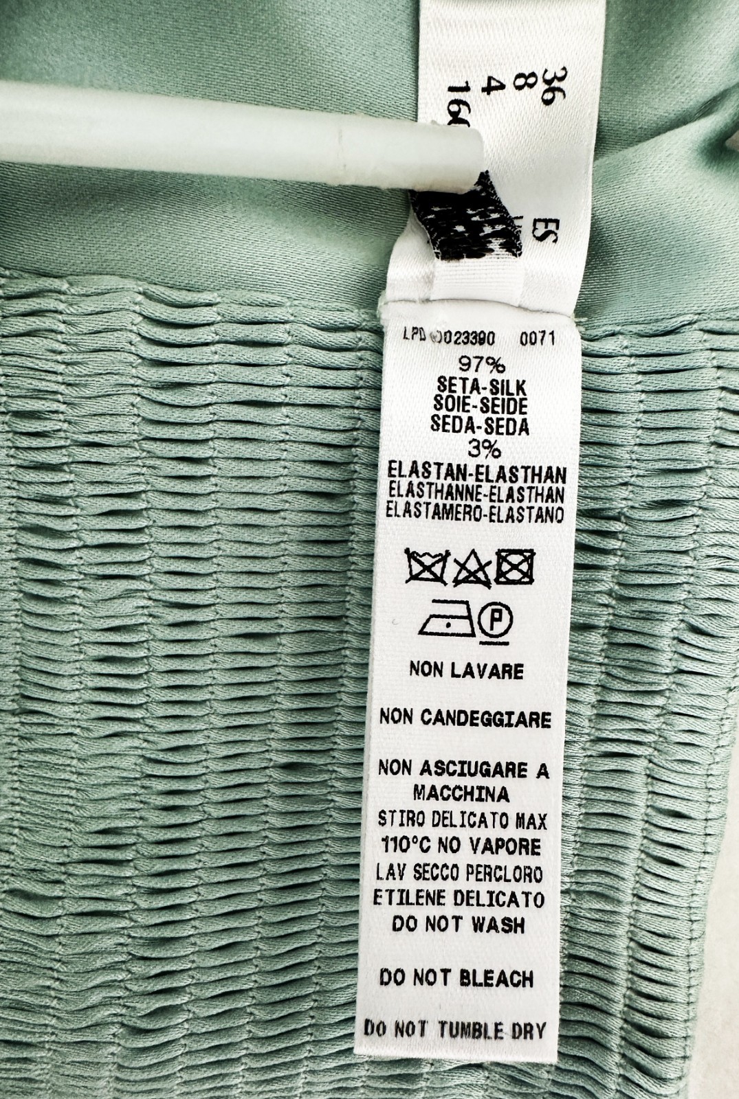La Perla Turquoise Silk V Neck Shirred Back Panel Hook Eye Crop Top 4 US 40 IT