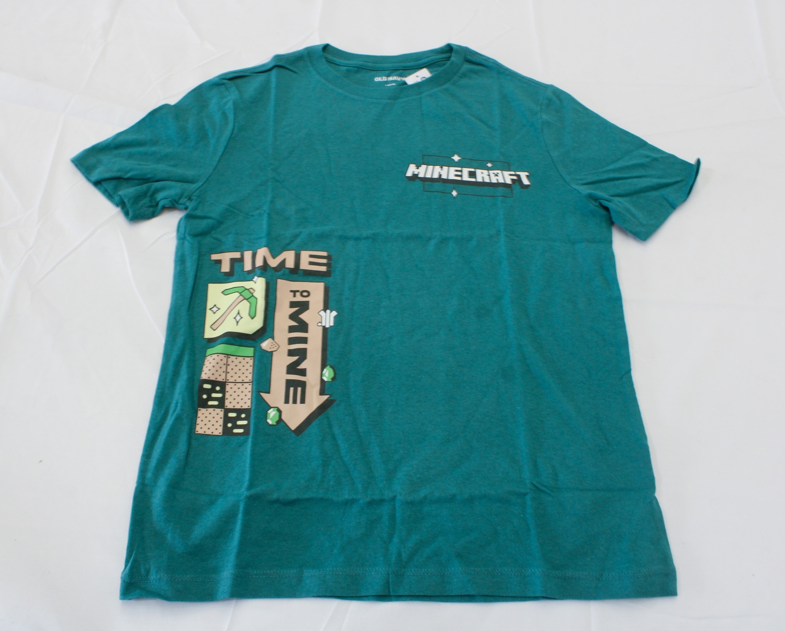 Old Navy Gender Neutral Kid’s Minecraft Graphic T-Shirt BE5 Ocean Wave Large