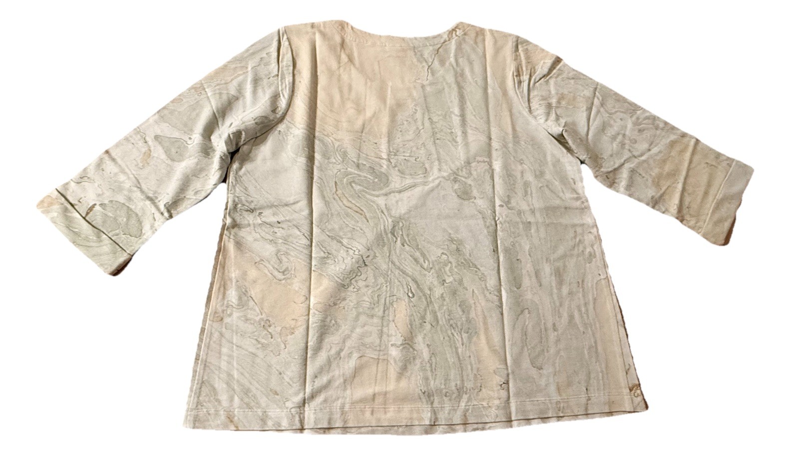 NWT J. Jill Pure Jill Marble Print Top 3/4 Sleeve Sage Green Multi L