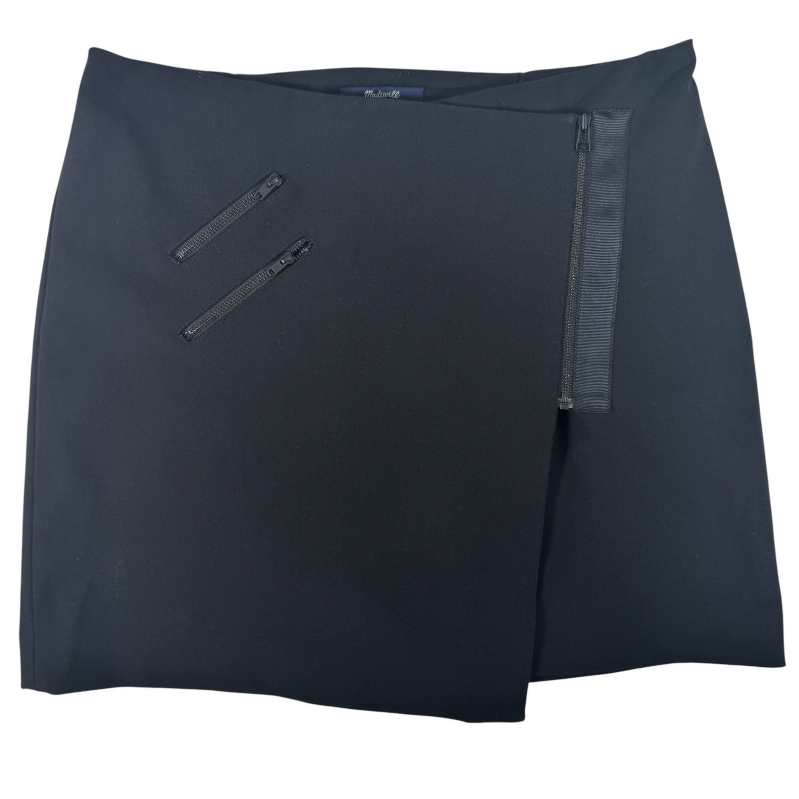 Madewell Ignition Black Zipper Accent Asymmetric Mini Wrap Skirt Women’s Size 4