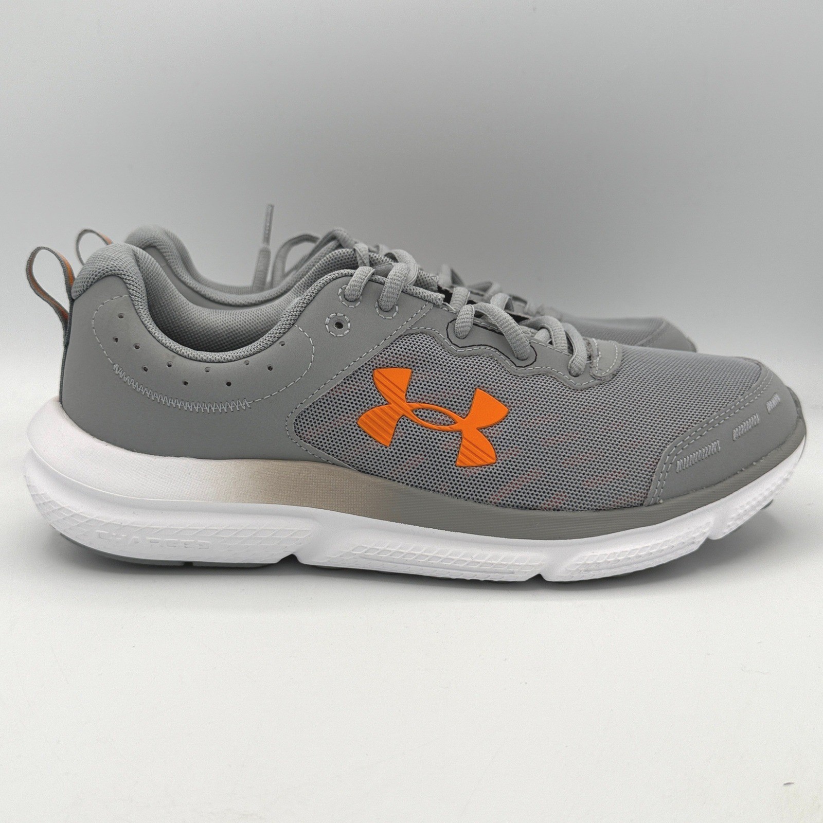 Under Armour Charged Assert 10 Shoes Mens Size 8 Gray Orange Running 3026175-105
